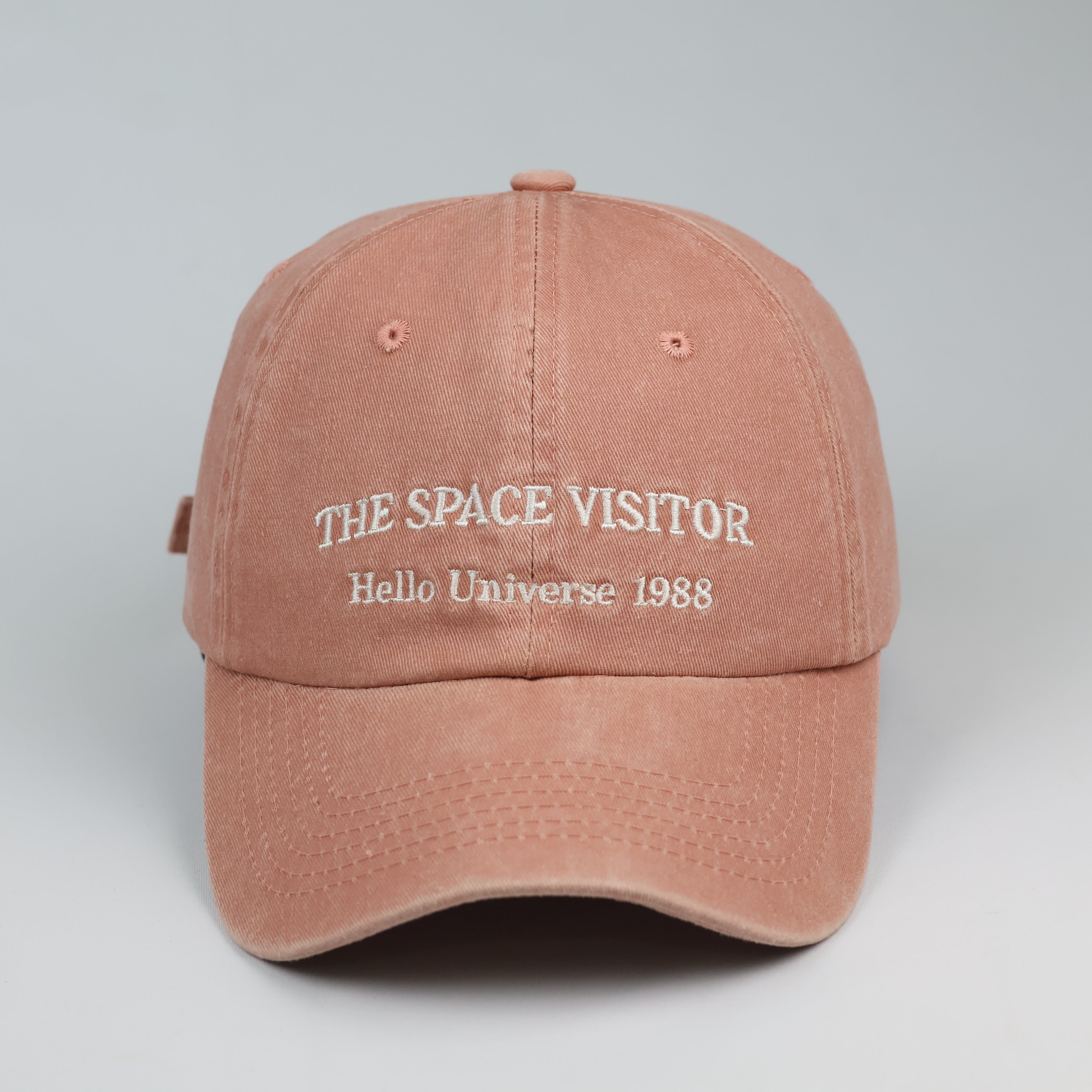 Vintage Peach Pink "The Space Visitor" Baseball THrifted Cap | Retro 1988