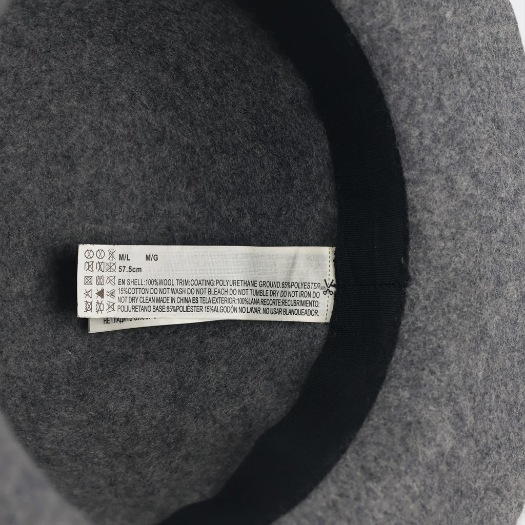 100% Wool Grey Fedora Thrifted Hat - Classic Wide Brim Winter Felt Cap