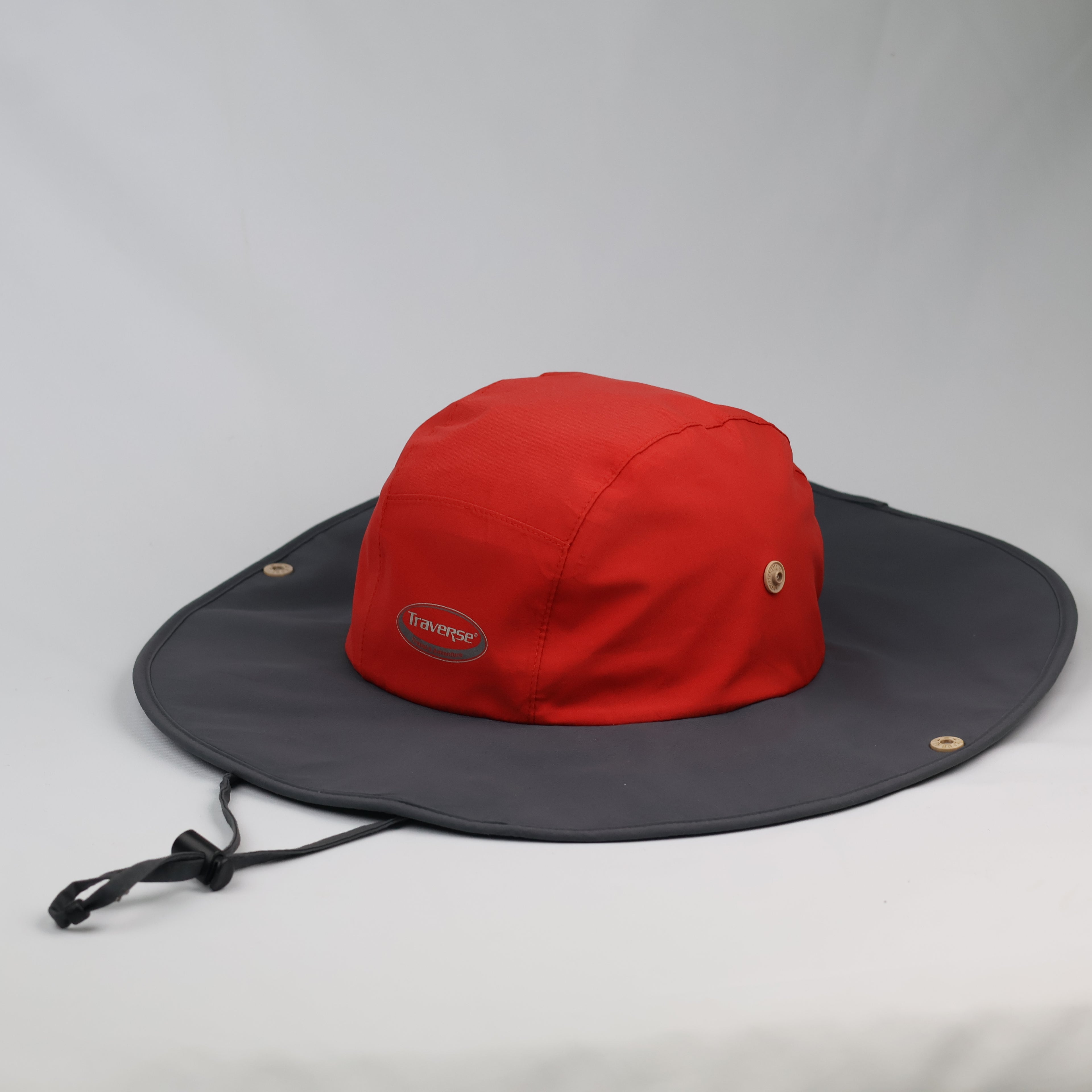 Traverse Travel & Adventure Wide Brim Sun Hat | Red & Grey Hiking Cap