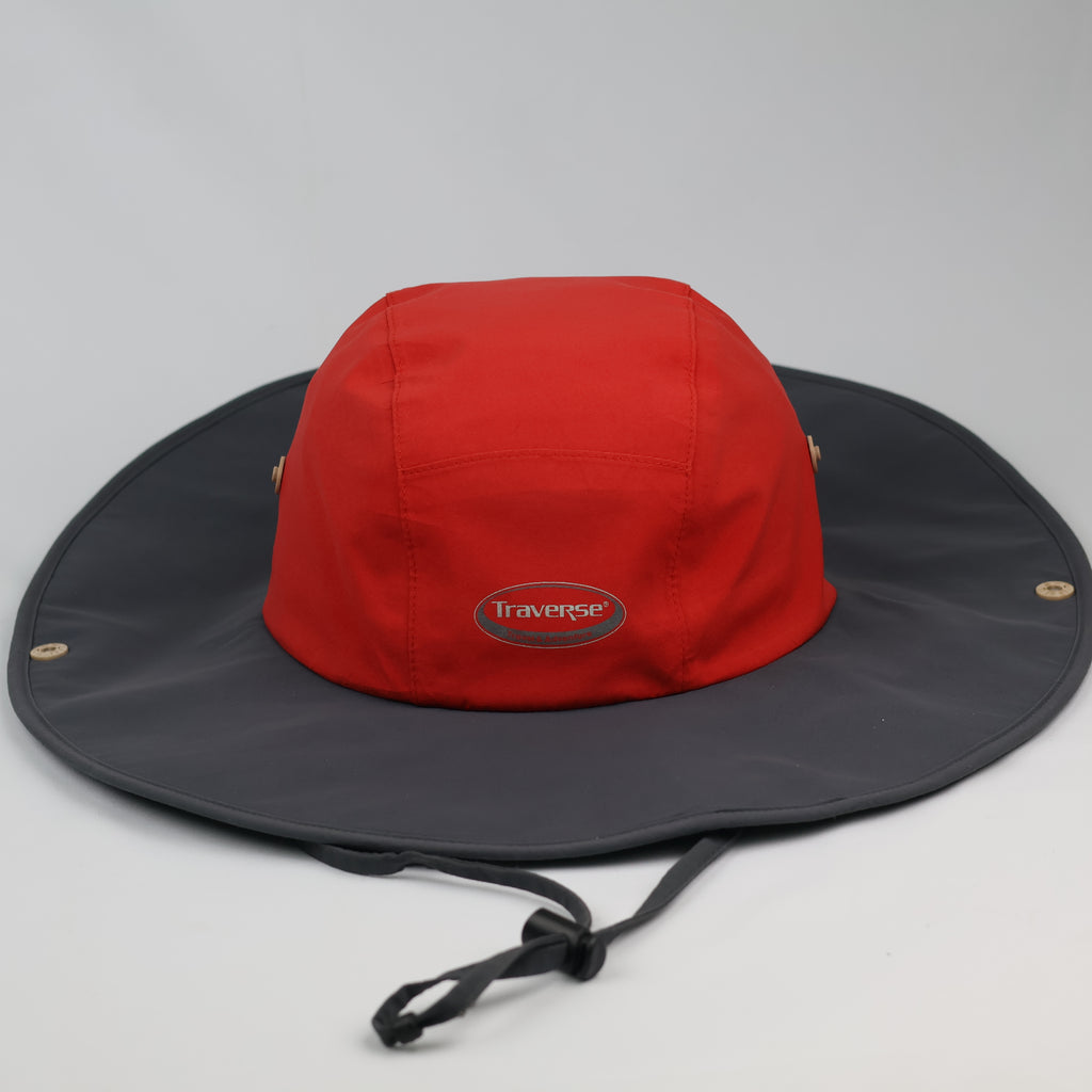 Traverse Travel & Adventure Wide Brim Sun Hat | Red & Grey Hiking Cap