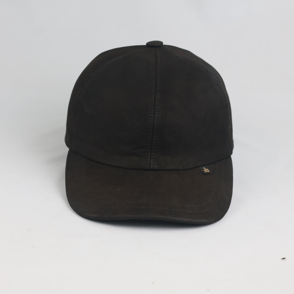 Vintage Dark Brown Suede Leather Baseball Cap (Size 58 cm)