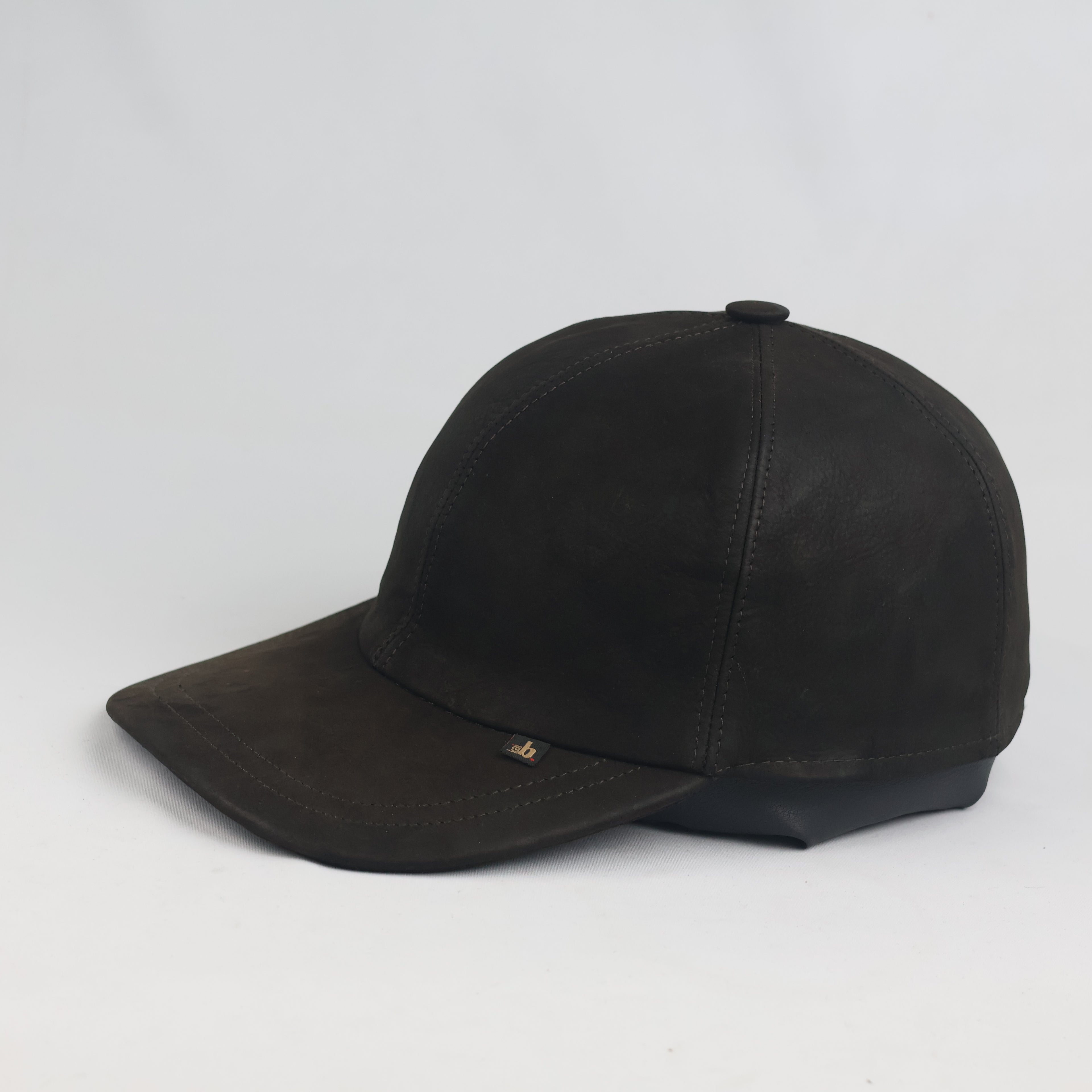 Vintage Dark Brown Suede Leather Baseball Cap (Size 58 cm)