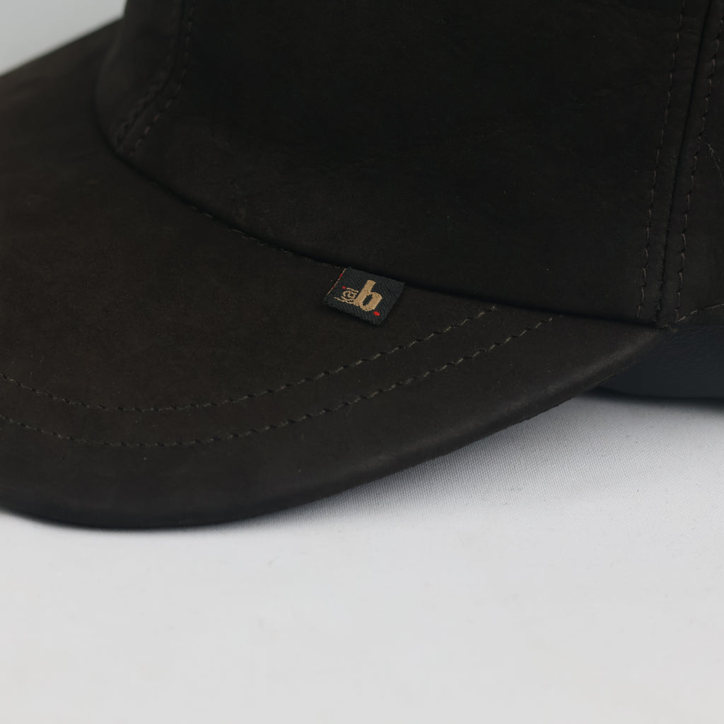 Vintage Dark Brown Suede Leather Baseball Cap (Size 58 cm)