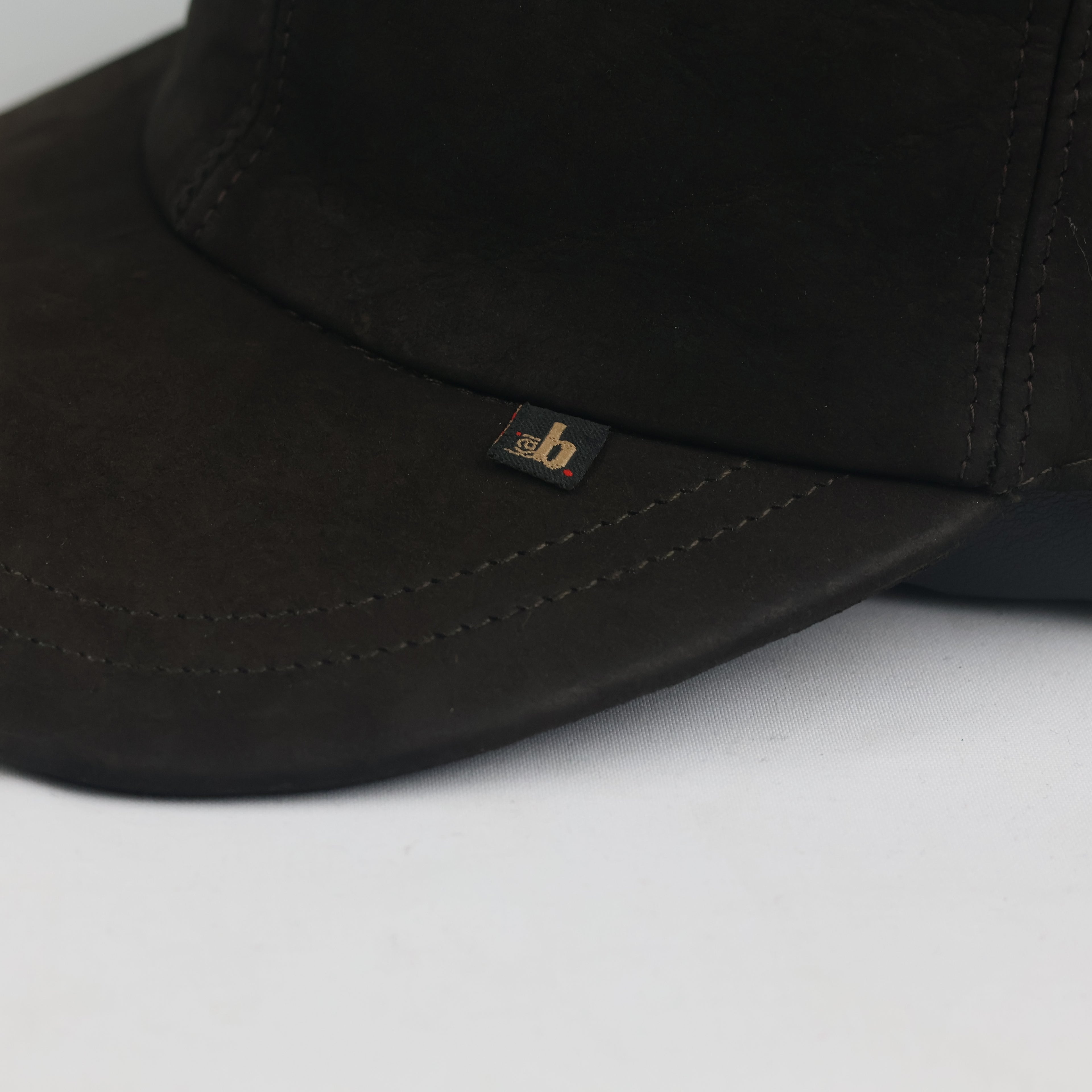 Vintage Dark Brown Suede Leather Baseball Cap (Size 58 cm)