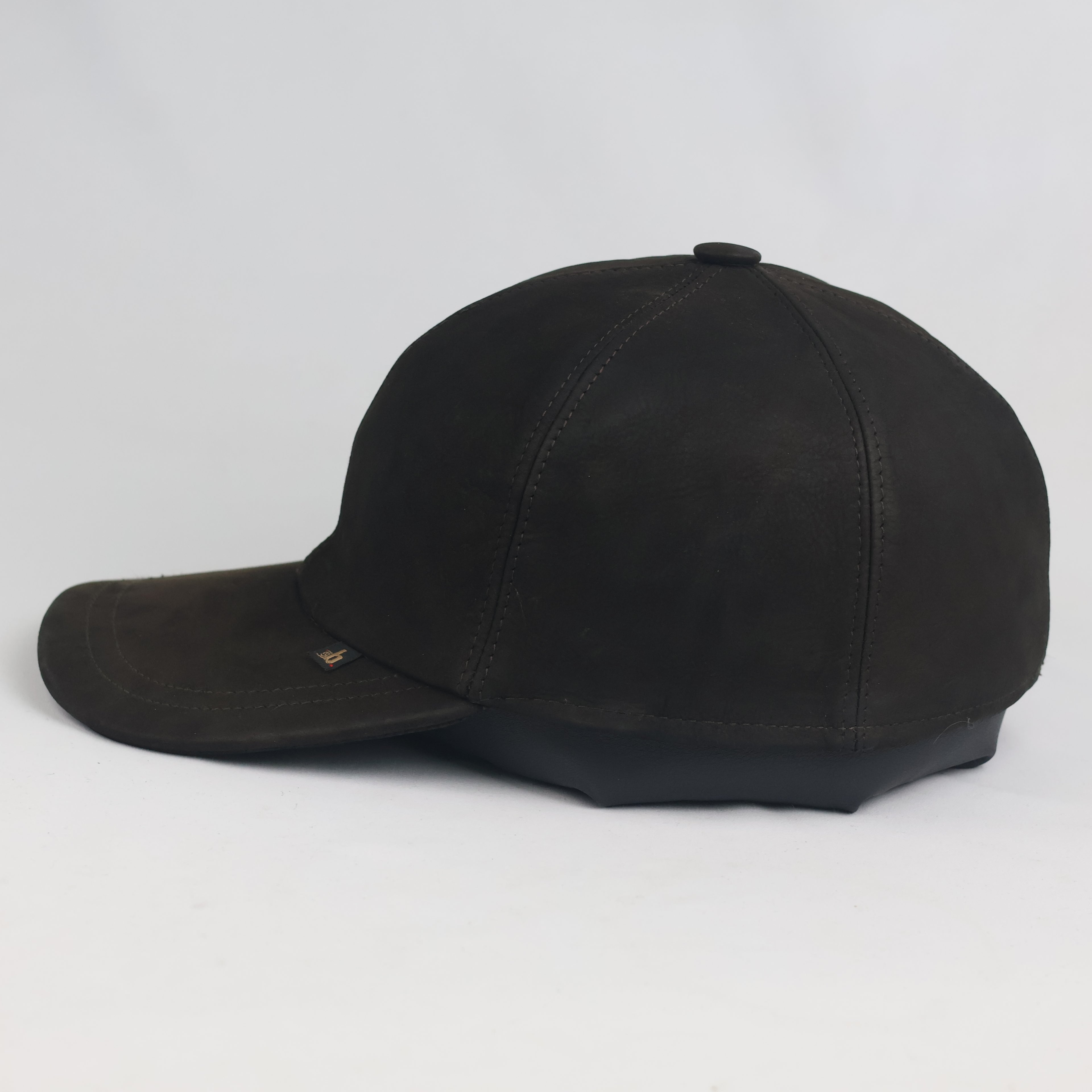 Vintage Dark Brown Suede Leather Baseball Cap (Size 58 cm)