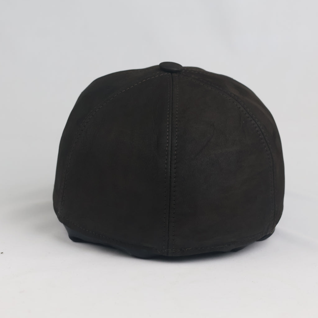 Vintage Dark Brown Suede Leather Baseball Cap (Size 58 cm)