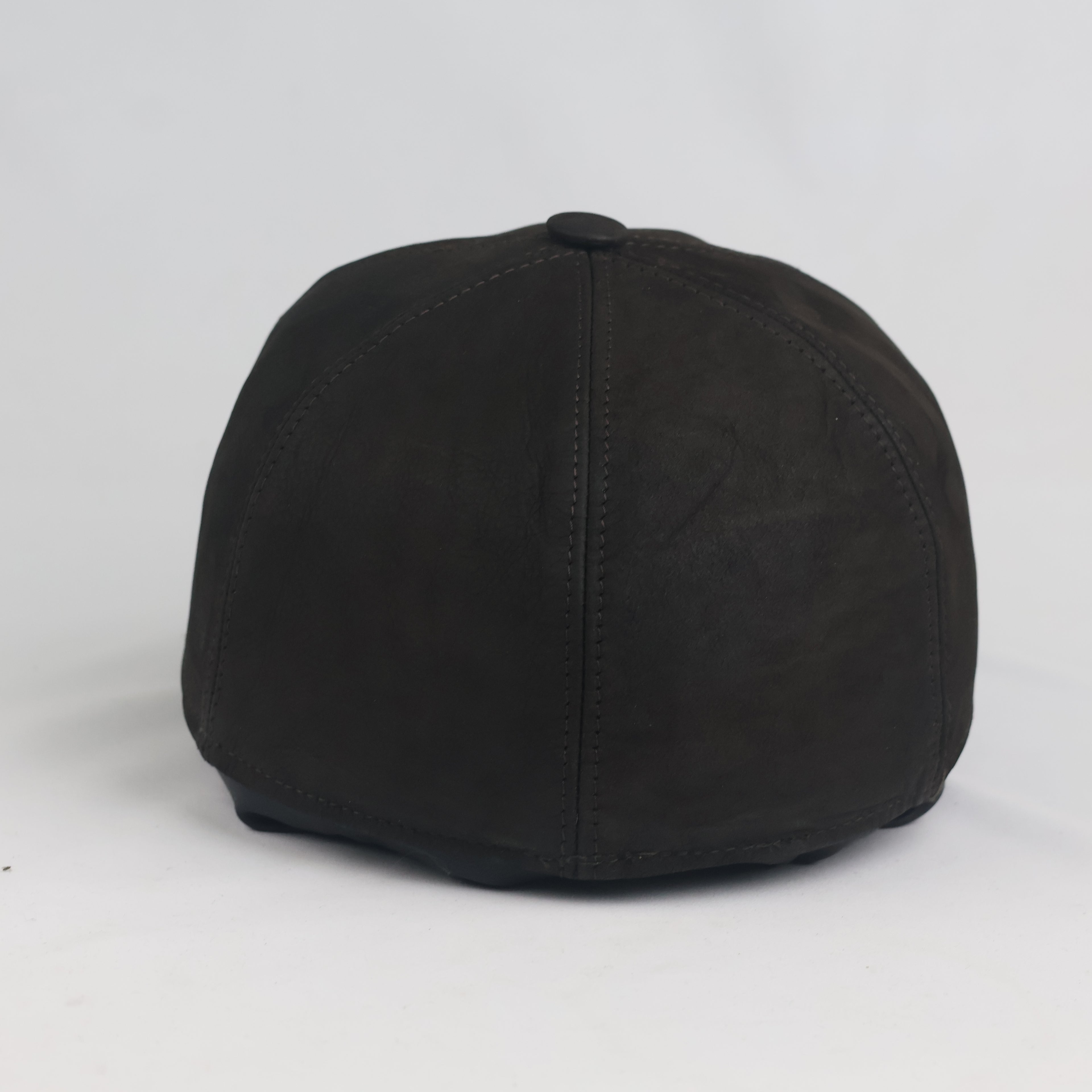 Vintage Dark Brown Suede Leather Baseball Cap (Size 58 cm)