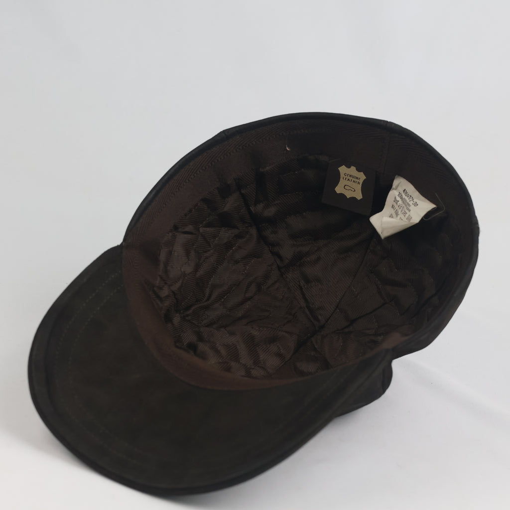 Vintage Dark Brown Suede Leather Baseball Cap (Size 58 cm)