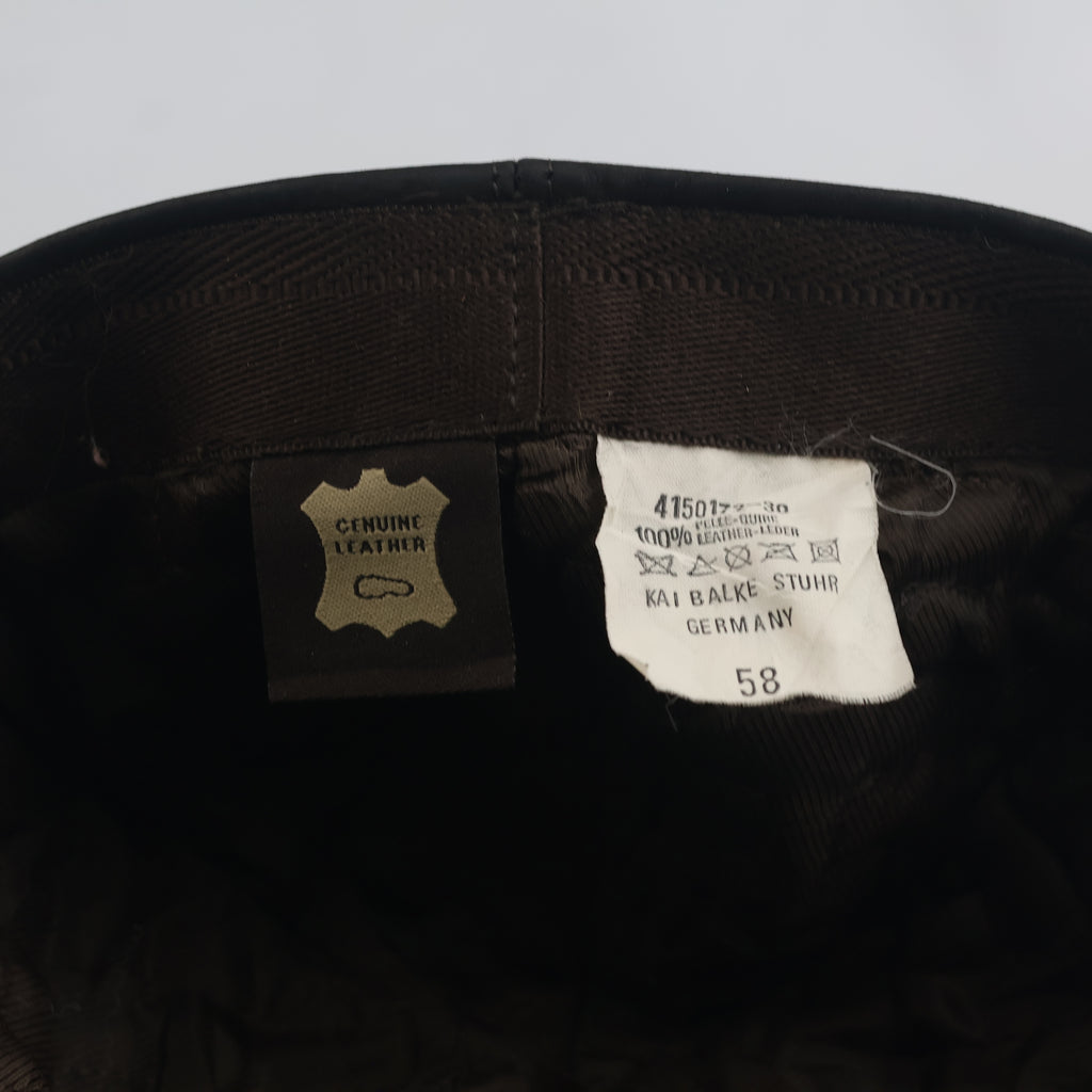 Vintage Dark Brown Suede Leather Baseball Cap (Size 58 cm)