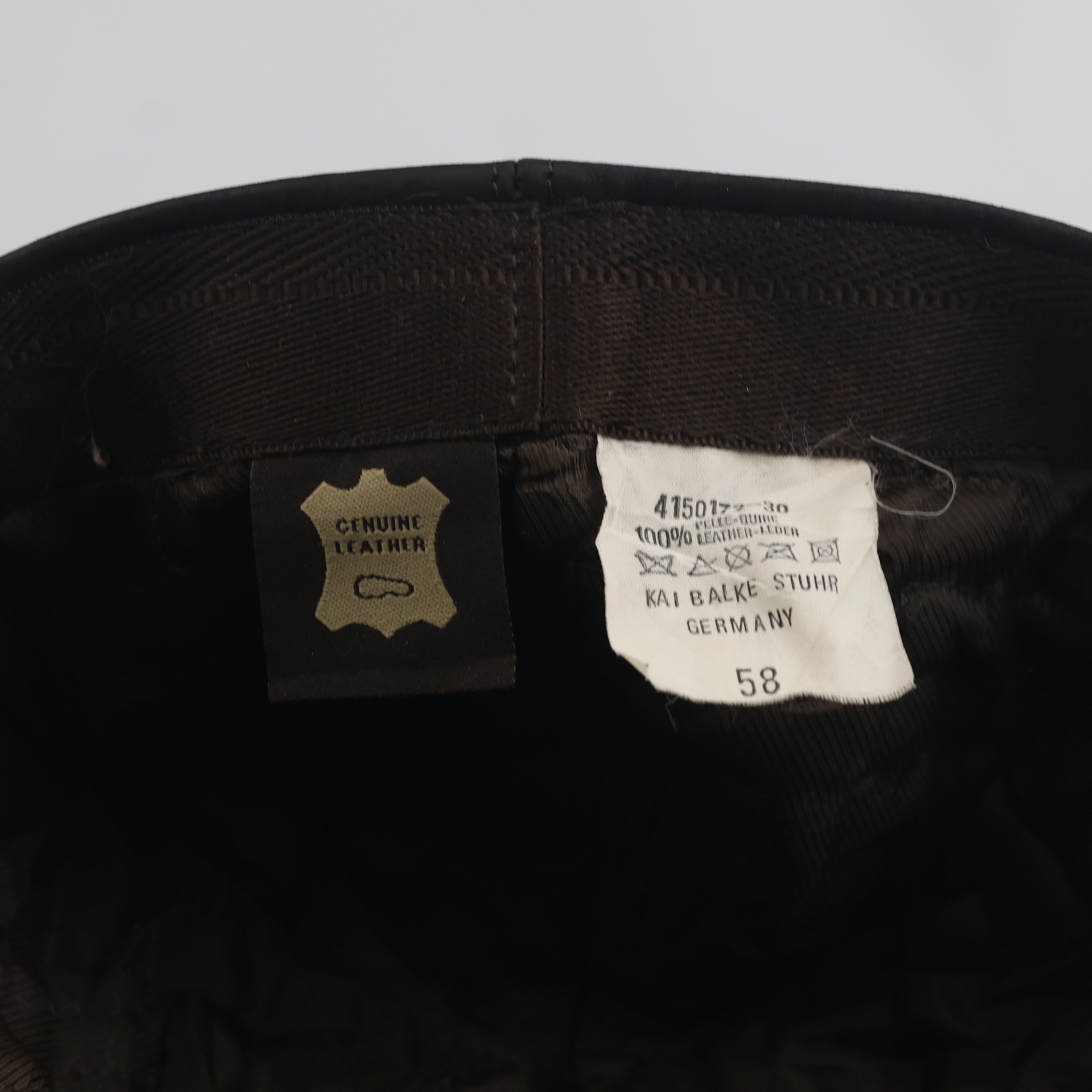 Vintage Dark Brown Suede Leather Baseball Cap (Size 58 cm)