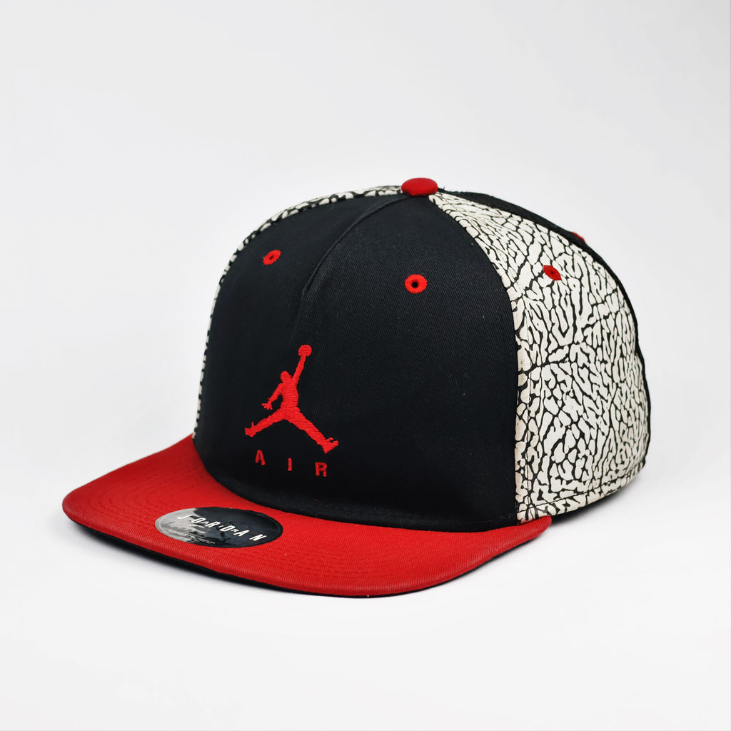 Air Jordan Jumpman Elephant Print Trucker Thrifted Hat – Black & Red