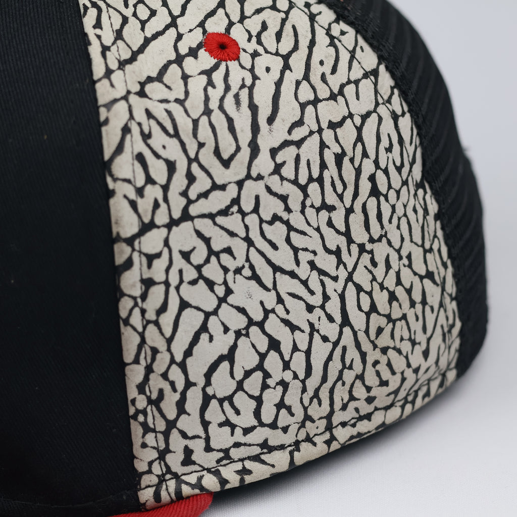 Air Jordan Jumpman Elephant Print Trucker Thrifted Hat – Black & Red