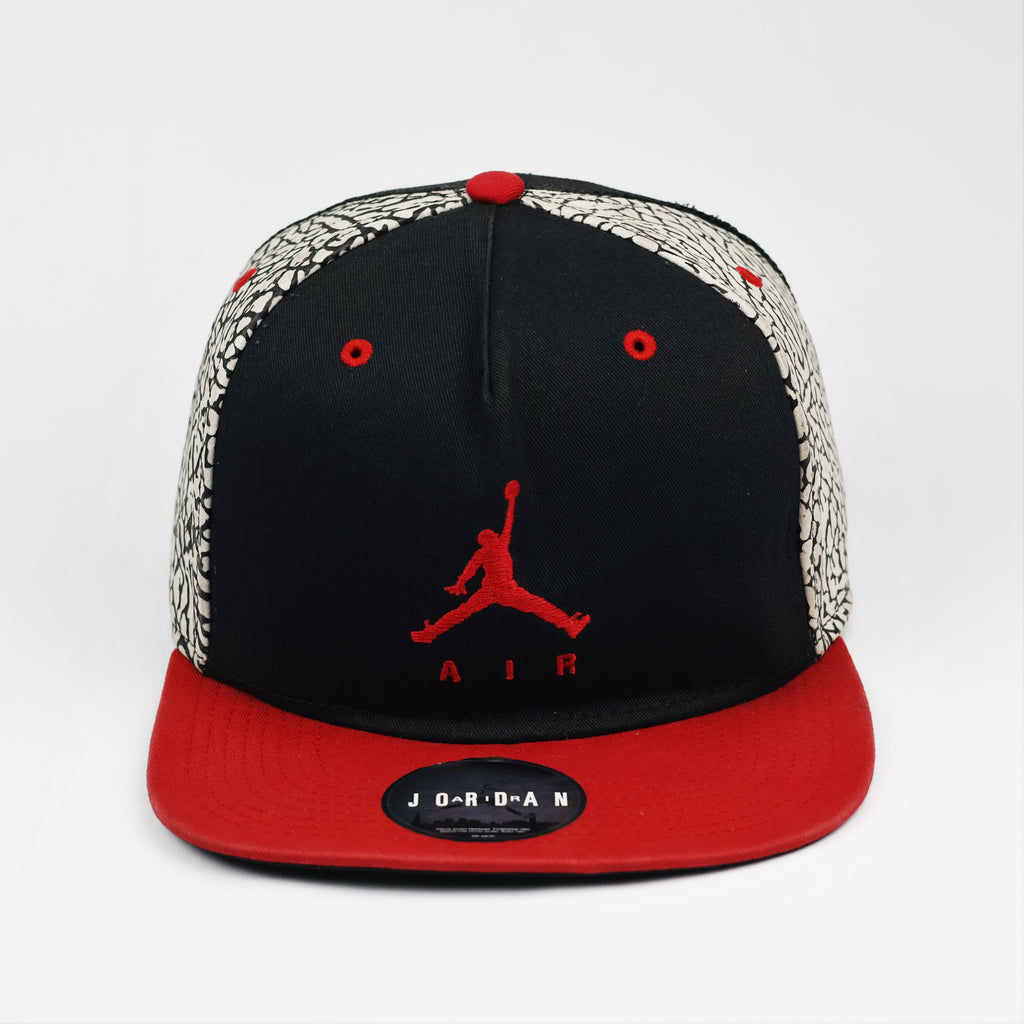 Air Jordan Jumpman Elephant Print Trucker Thrifted Hat – Black & Red