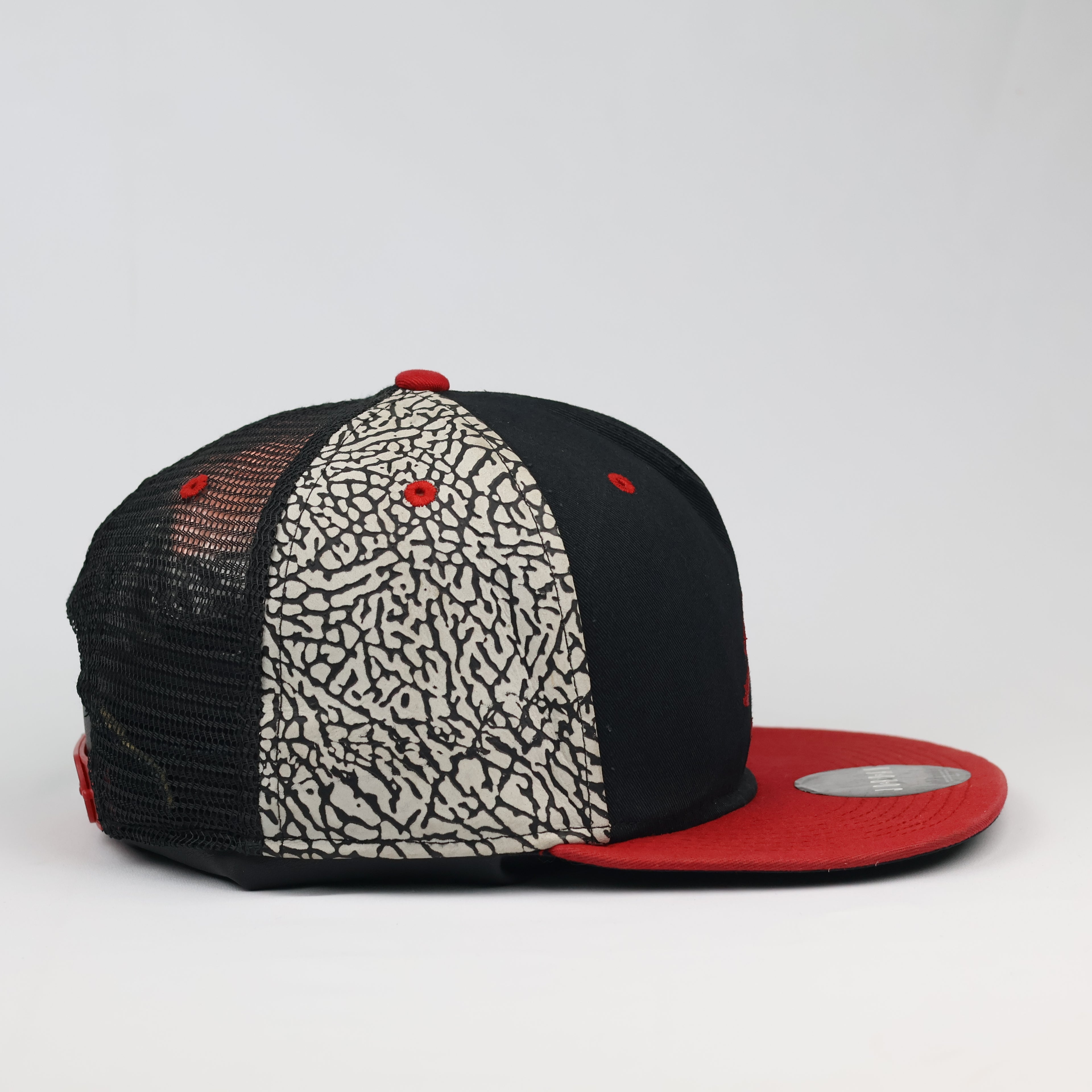 Air Jordan Jumpman Elephant Print Trucker Thrifted Hat – Black & Red