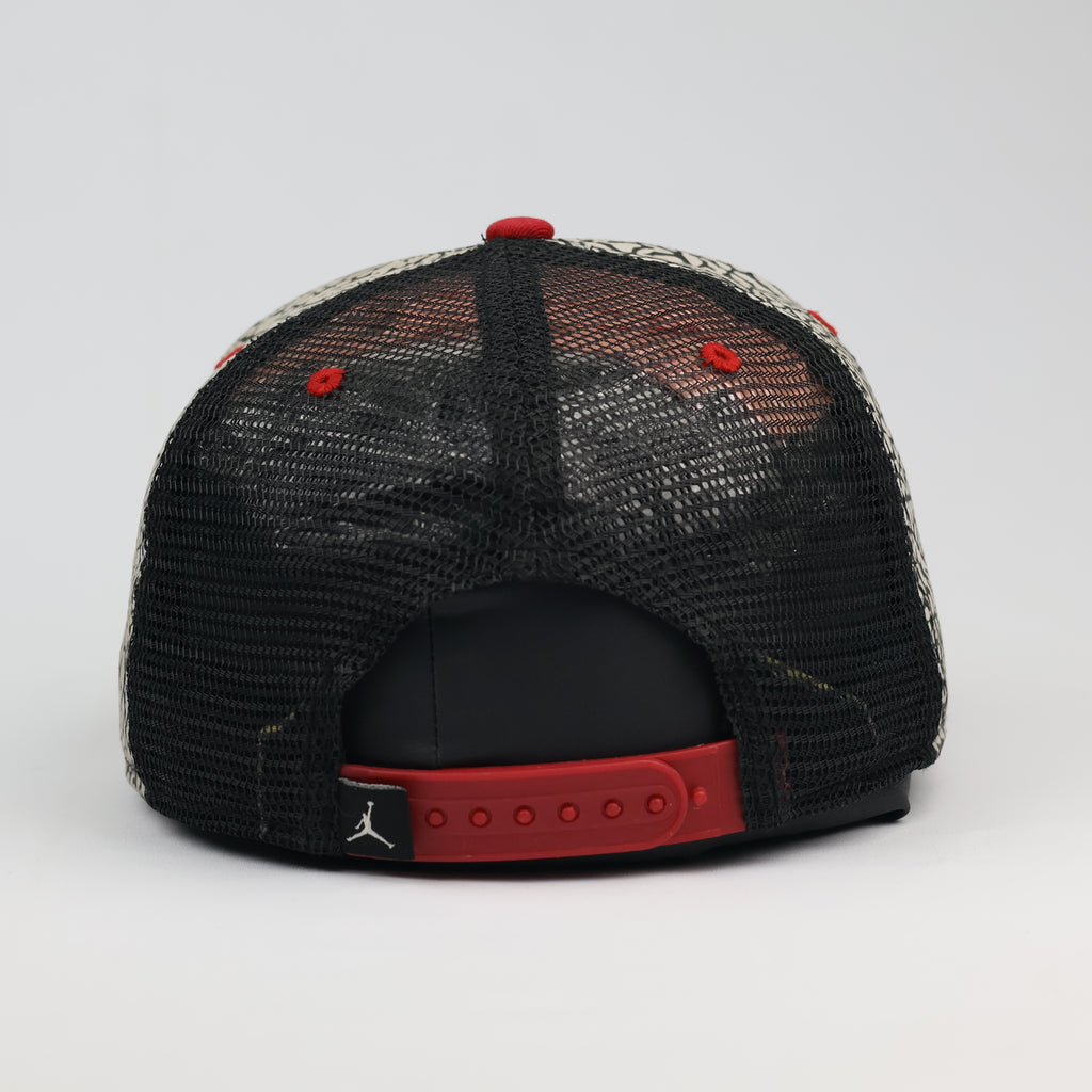 Air Jordan Jumpman Elephant Print Trucker Thrifted Hat – Black & Red