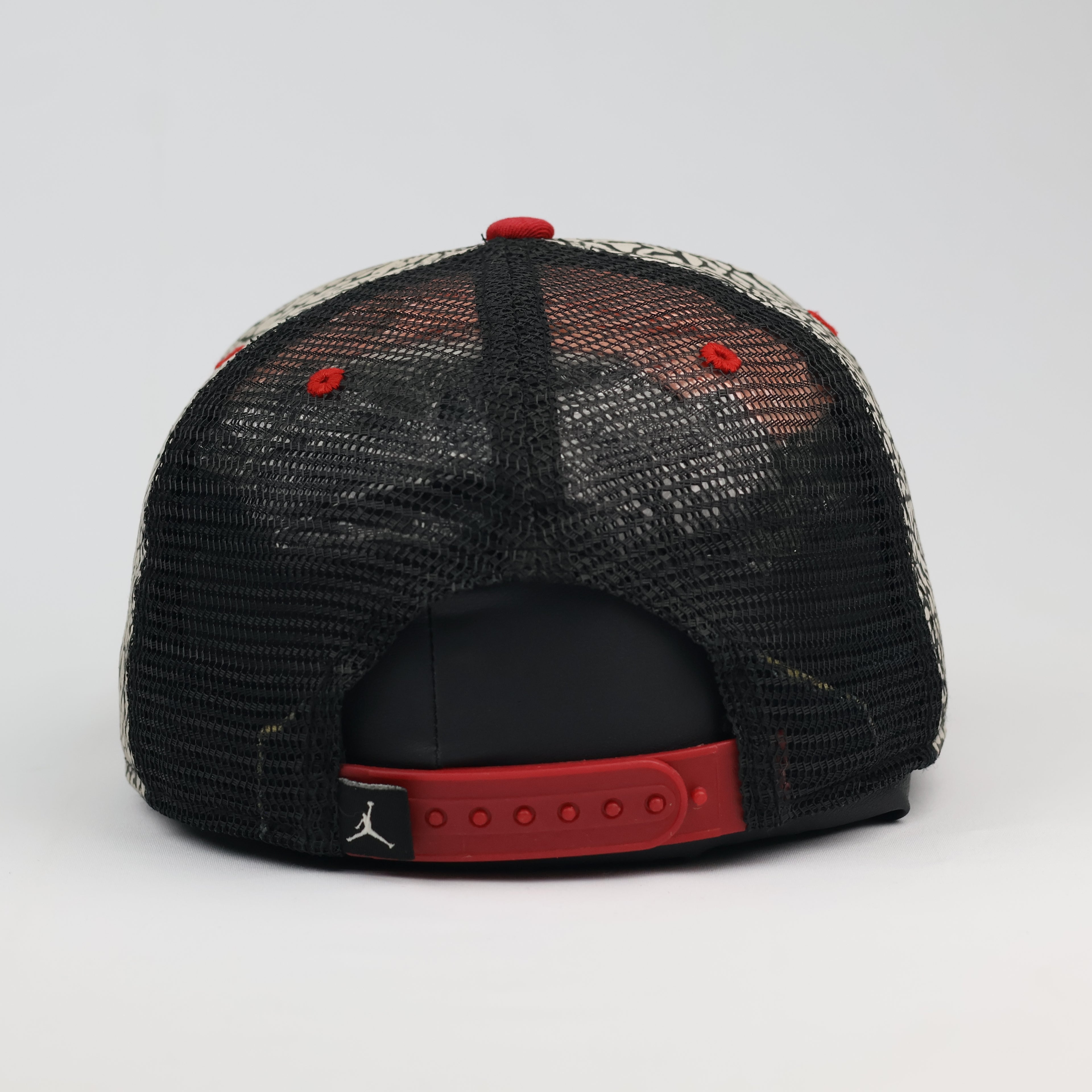 Air Jordan Jumpman Elephant Print Trucker Thrifted Hat – Black & Red