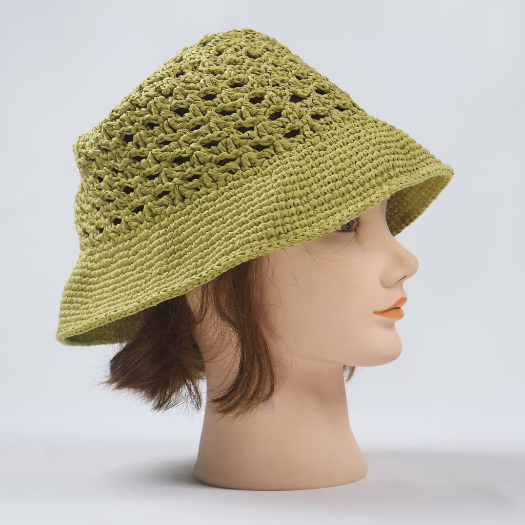 Breathable Crochet Sun Hat | Vintage-Style Sage Green