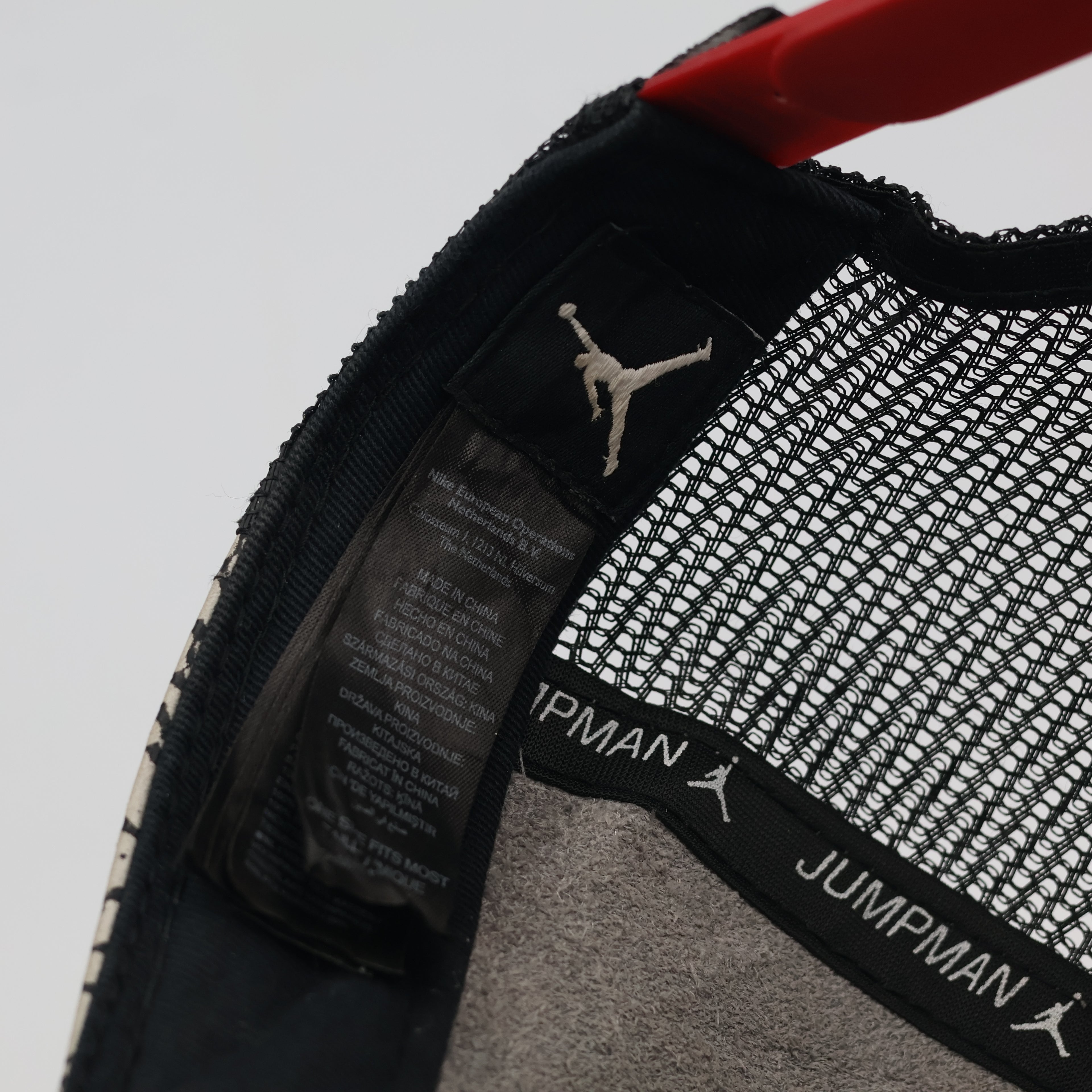 Air Jordan Jumpman Elephant Print Trucker Thrifted Hat – Black & Red