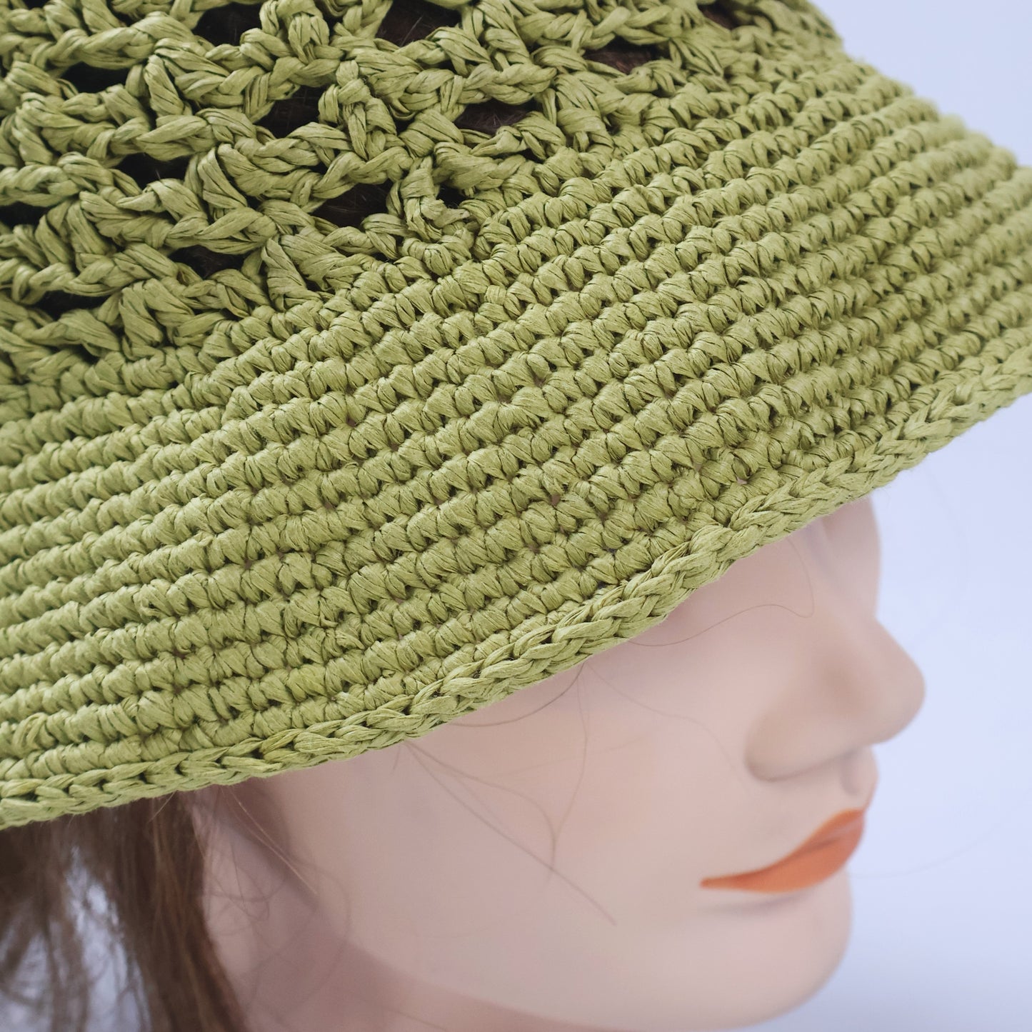 Breathable Crochet Sun Hat | Vintage-Style Sage Green