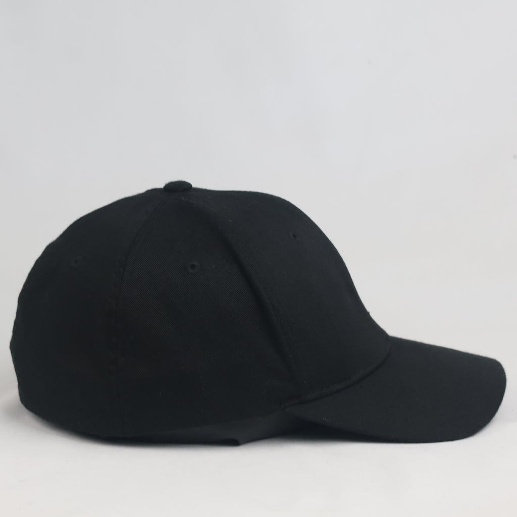 Vintage Flexfit Yupoong Plain Black Fitted Cap | Stretch Fit Big Size Hat