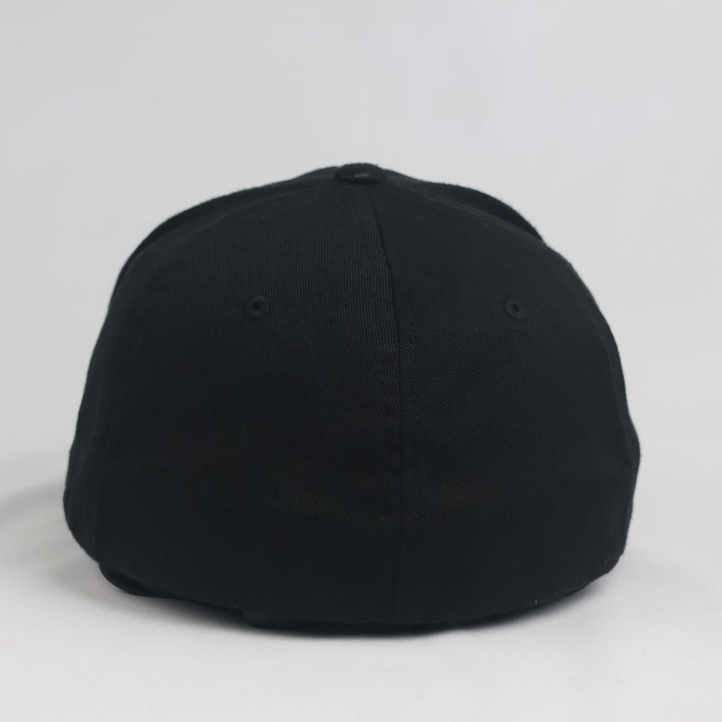 Vintage Flexfit Yupoong Plain Black Fitted Cap | Stretch Fit Big Size Hat
