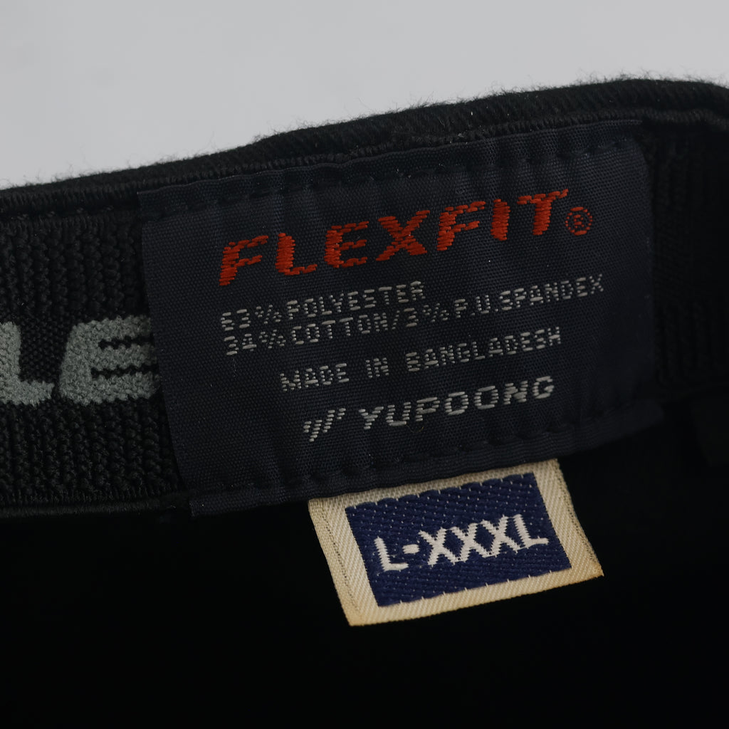 Vintage Flexfit Yupoong Plain Black Fitted Cap | Stretch Fit Big Size Hat