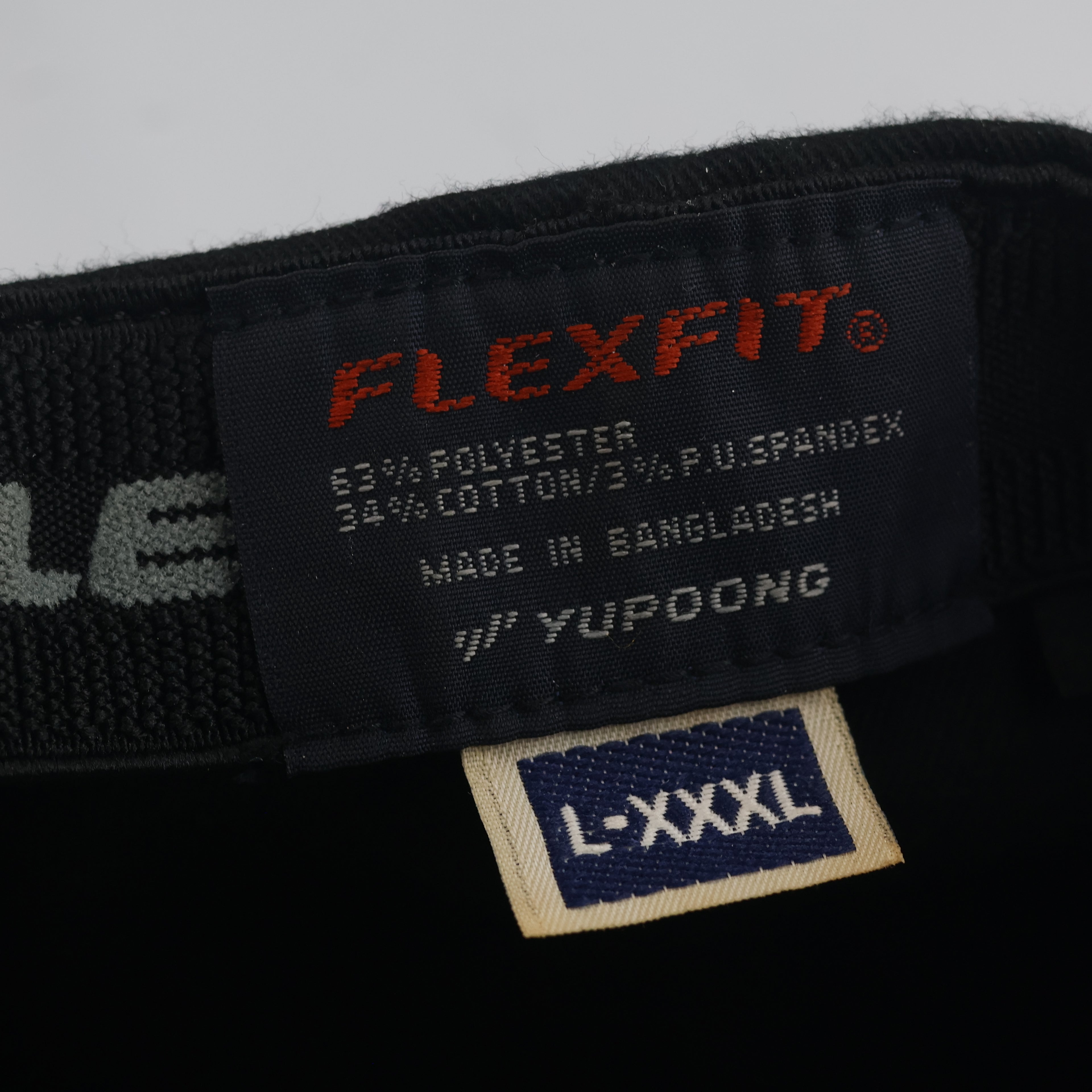 Vintage Flexfit Yupoong Plain Black Fitted Cap | Stretch Fit Big Size Hat