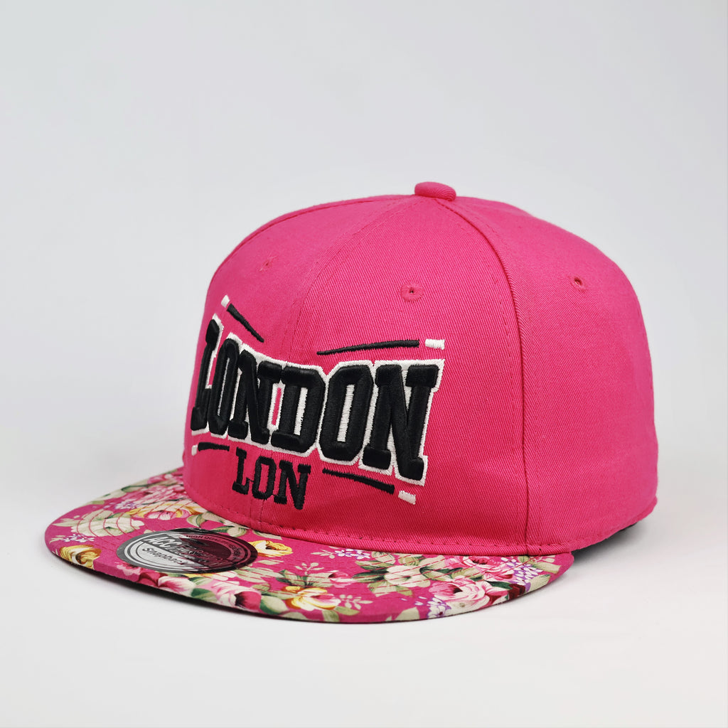 Vintage London City Logo Hat | Floral Flat Brim Thrifted Snapback