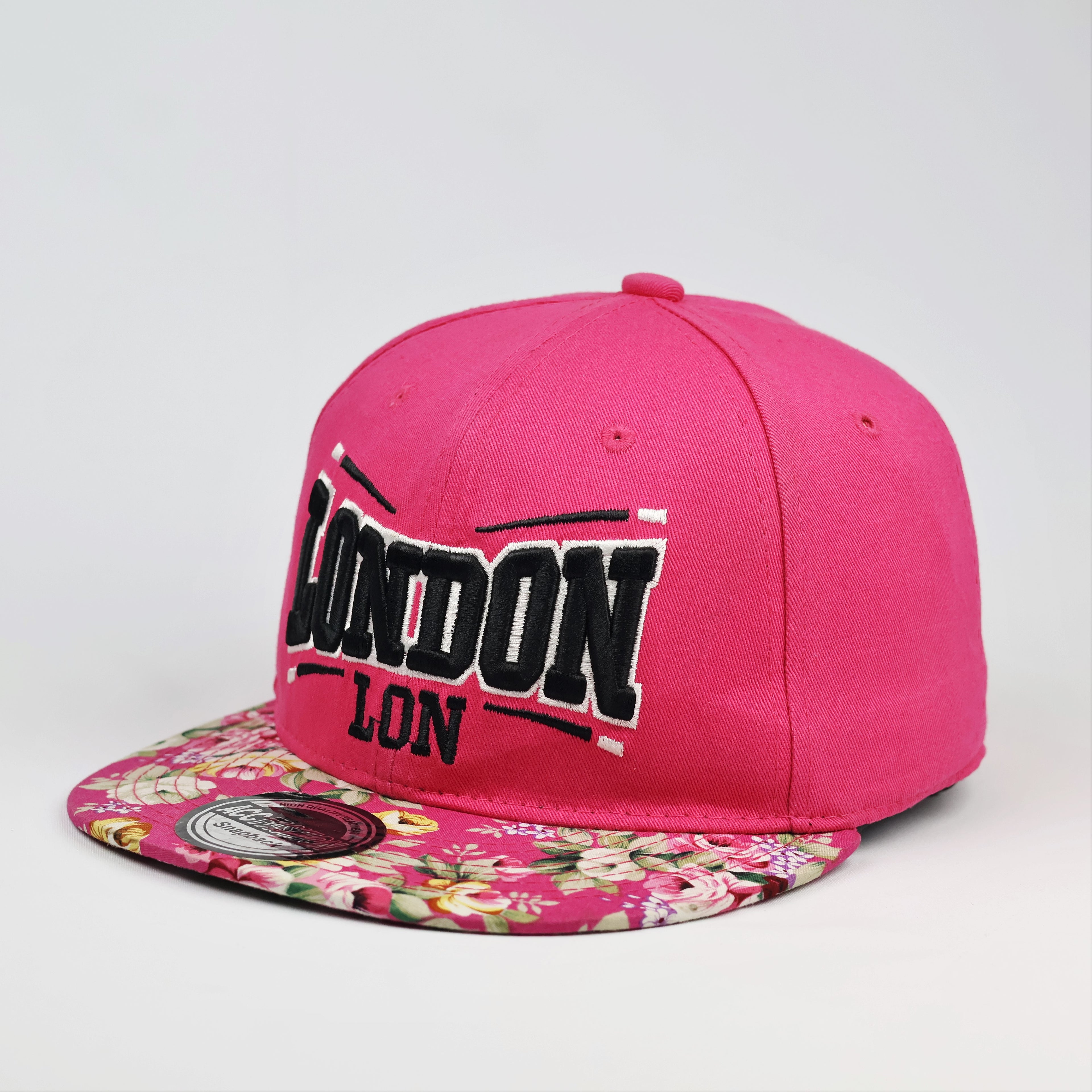 Vintage London City Logo Hat | Floral Flat Brim Thrifted Snapback