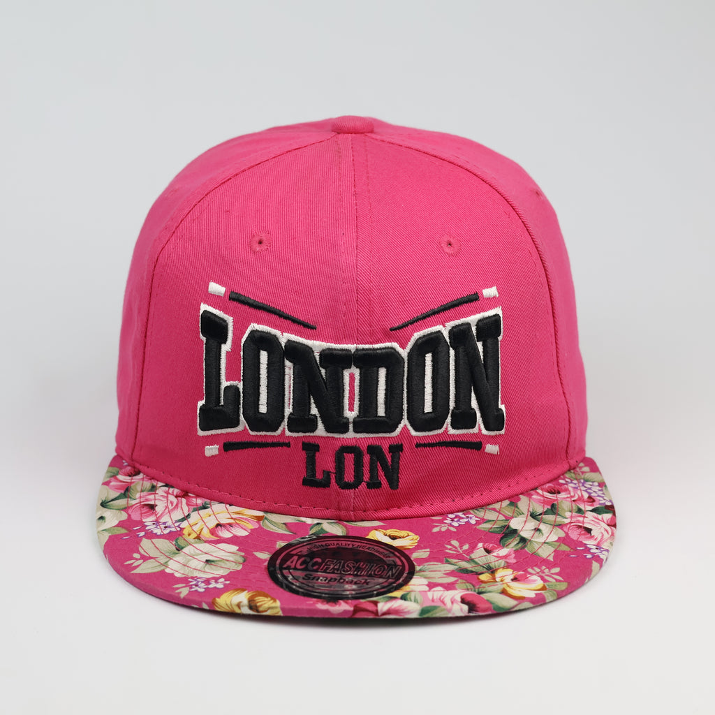 Vintage London City Logo Hat | Floral Flat Brim Thrifted Snapback