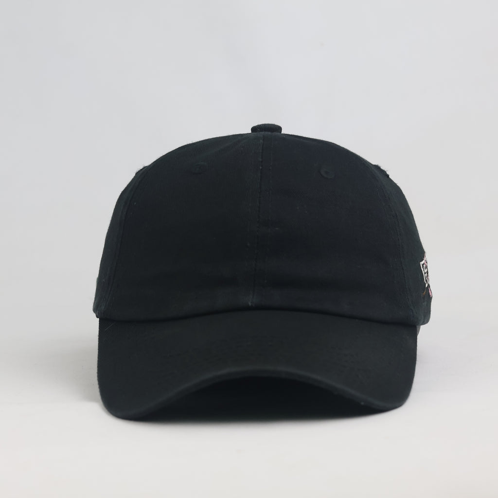 Vintage Cropp Fragile Sakura Embroidered Black Dad Hat | Cherry Blossom Strapback Cap