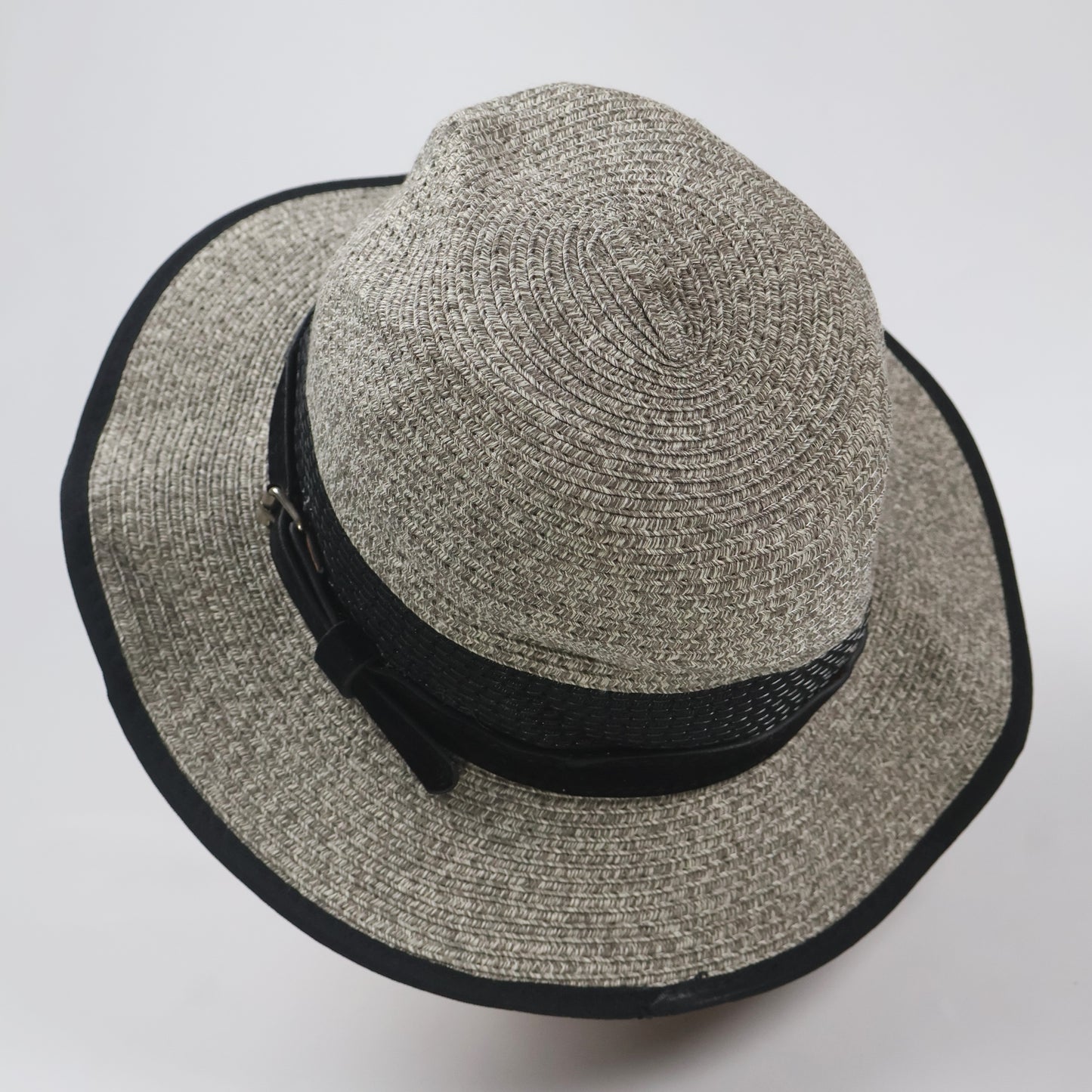 Structured Heather Grey Hat with Black Buckle Band