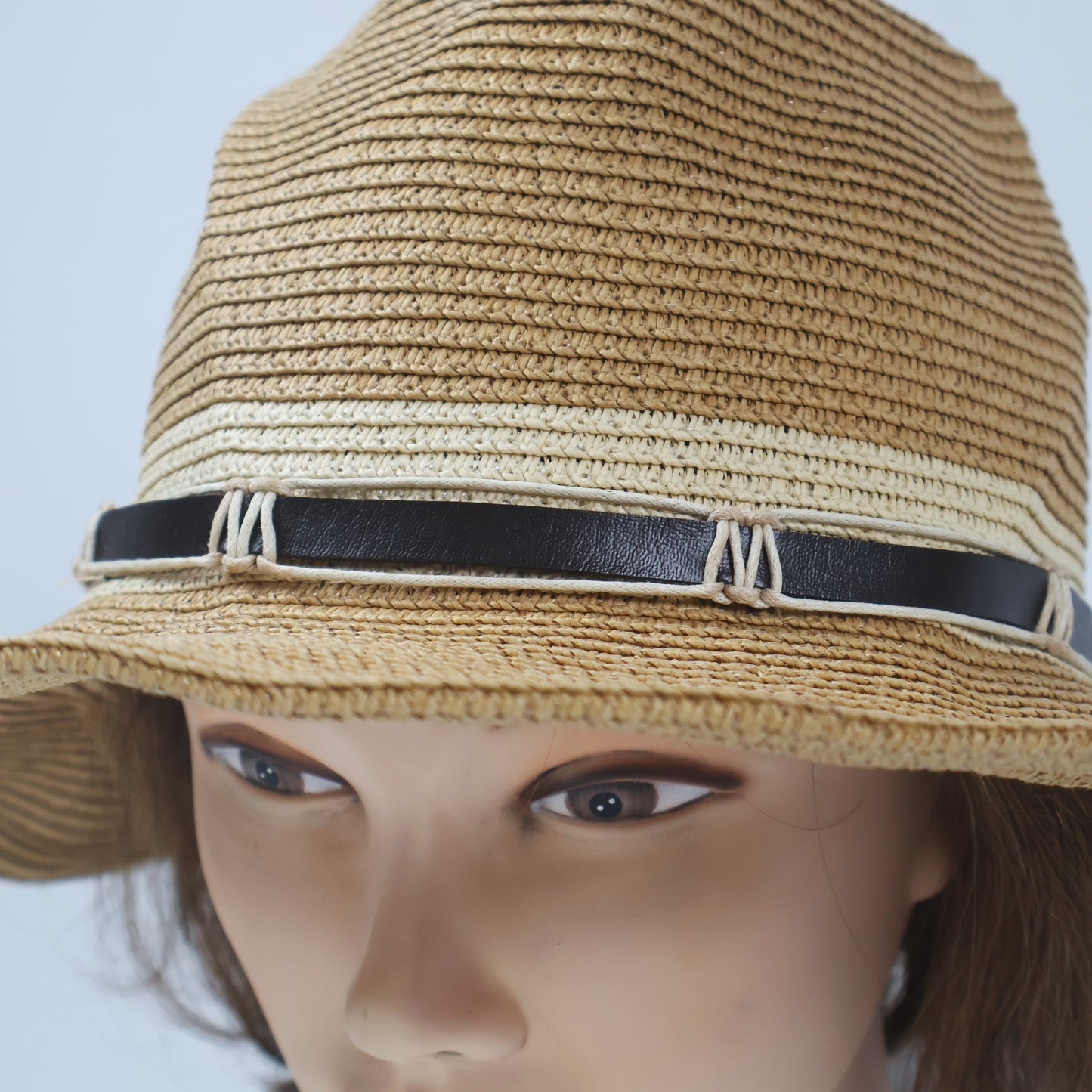 Unisex Woven Fedora with Decorative Cord & Tie-Back