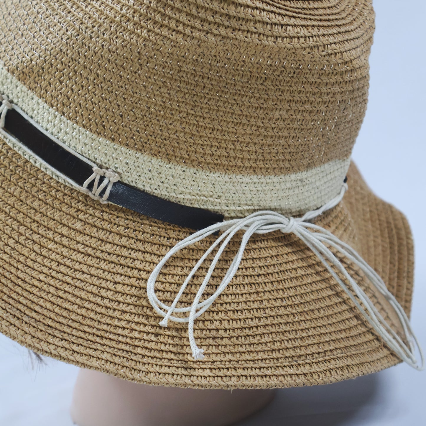 Unisex Woven Fedora with Decorative Cord & Tie-Back