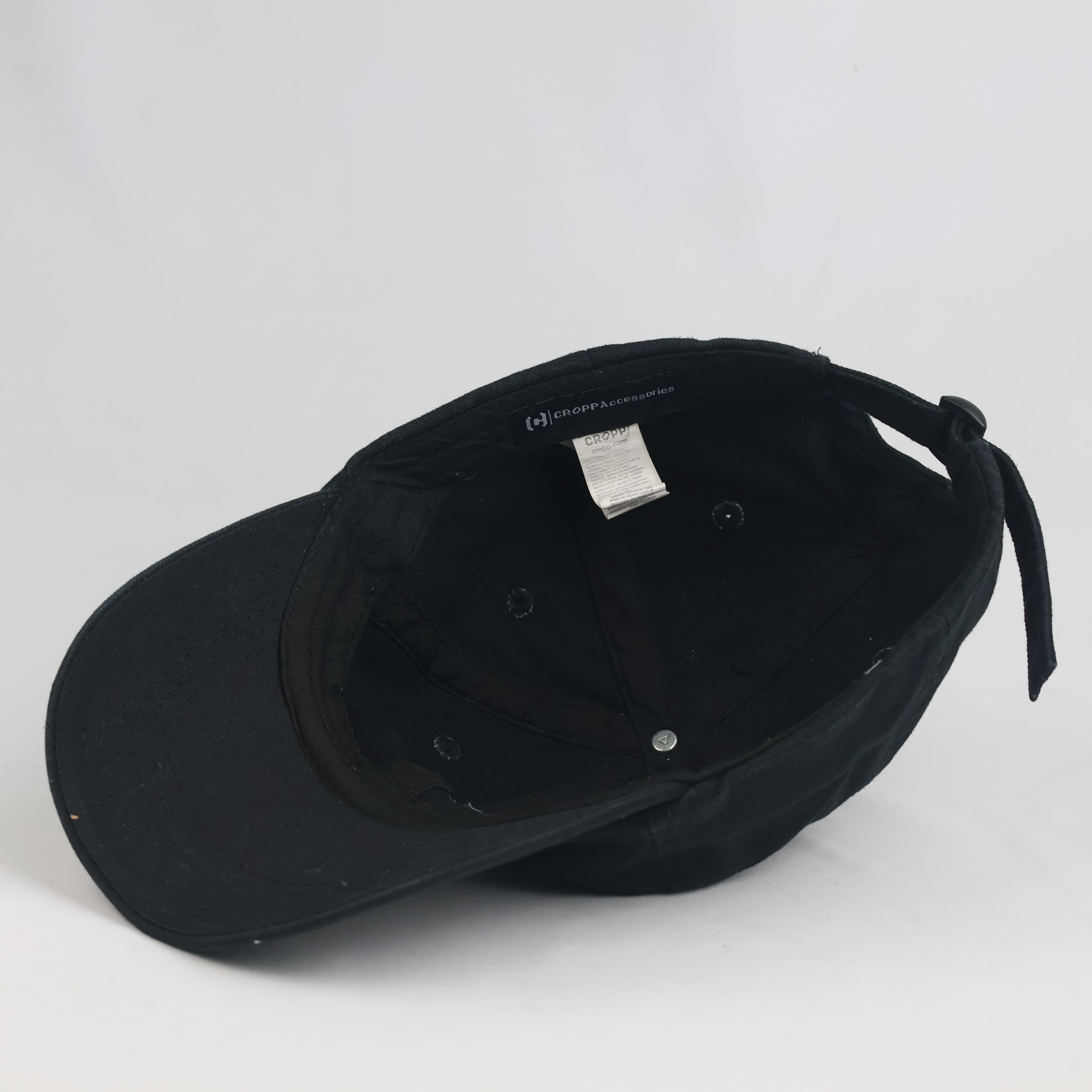 Vintage Cropp Fragile Sakura Embroidered Black Dad Hat | Cherry Blossom Strapback Cap
