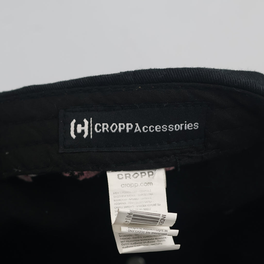 Vintage Cropp Fragile Sakura Embroidered Black Dad Hat | Cherry Blossom Strapback Cap