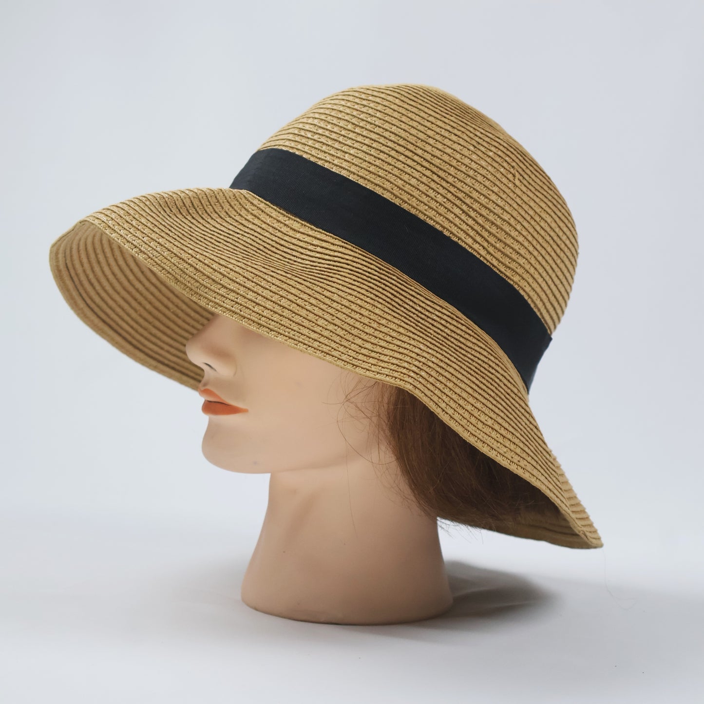 Classic Cloche Sun Hat with Simple Black Band