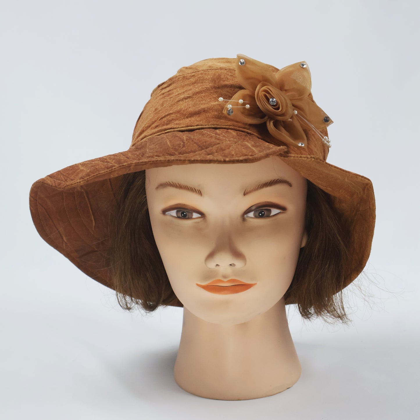 Vintage-Style Occasion Hat with Pearl & Rhinestone Details