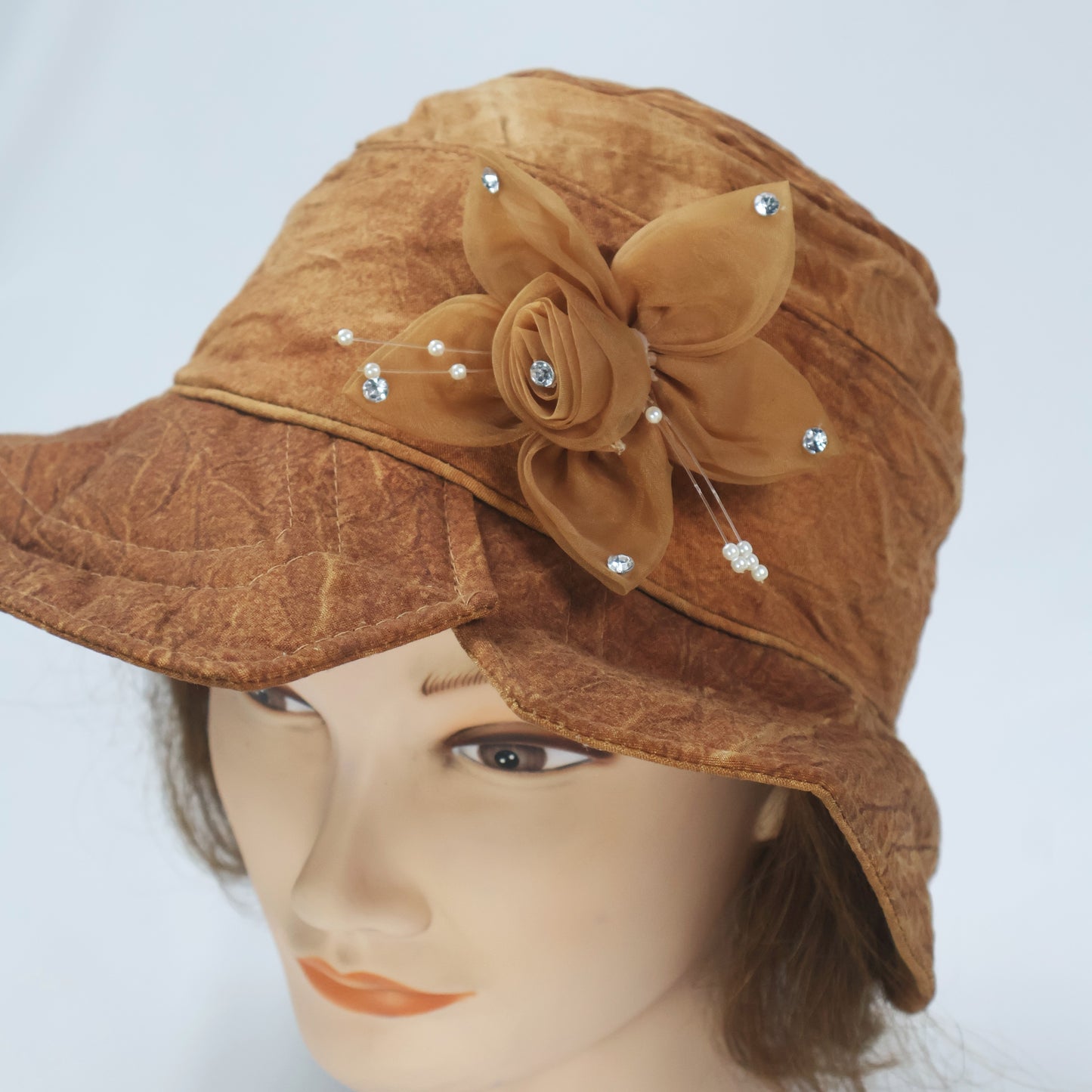 Vintage-Style Occasion Hat with Pearl & Rhinestone Details