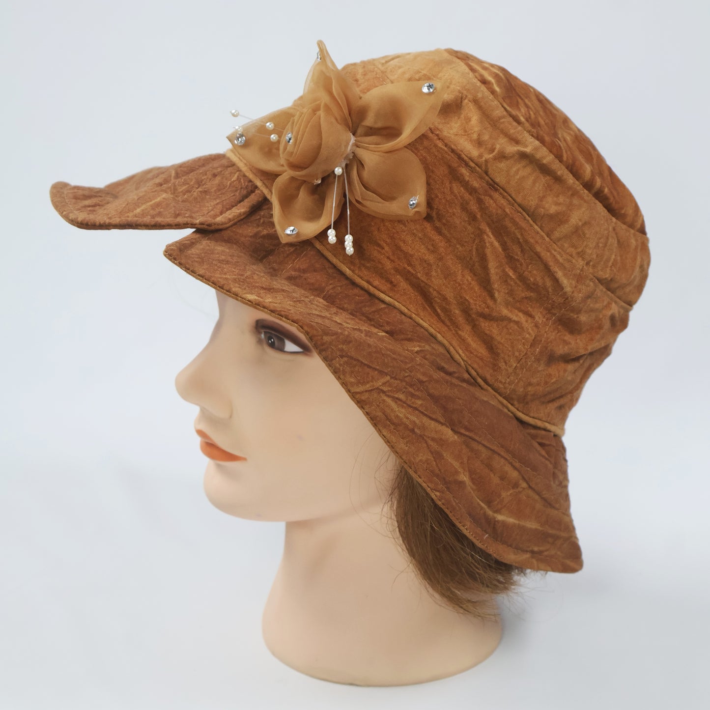 Vintage-Style Occasion Hat with Pearl & Rhinestone Details