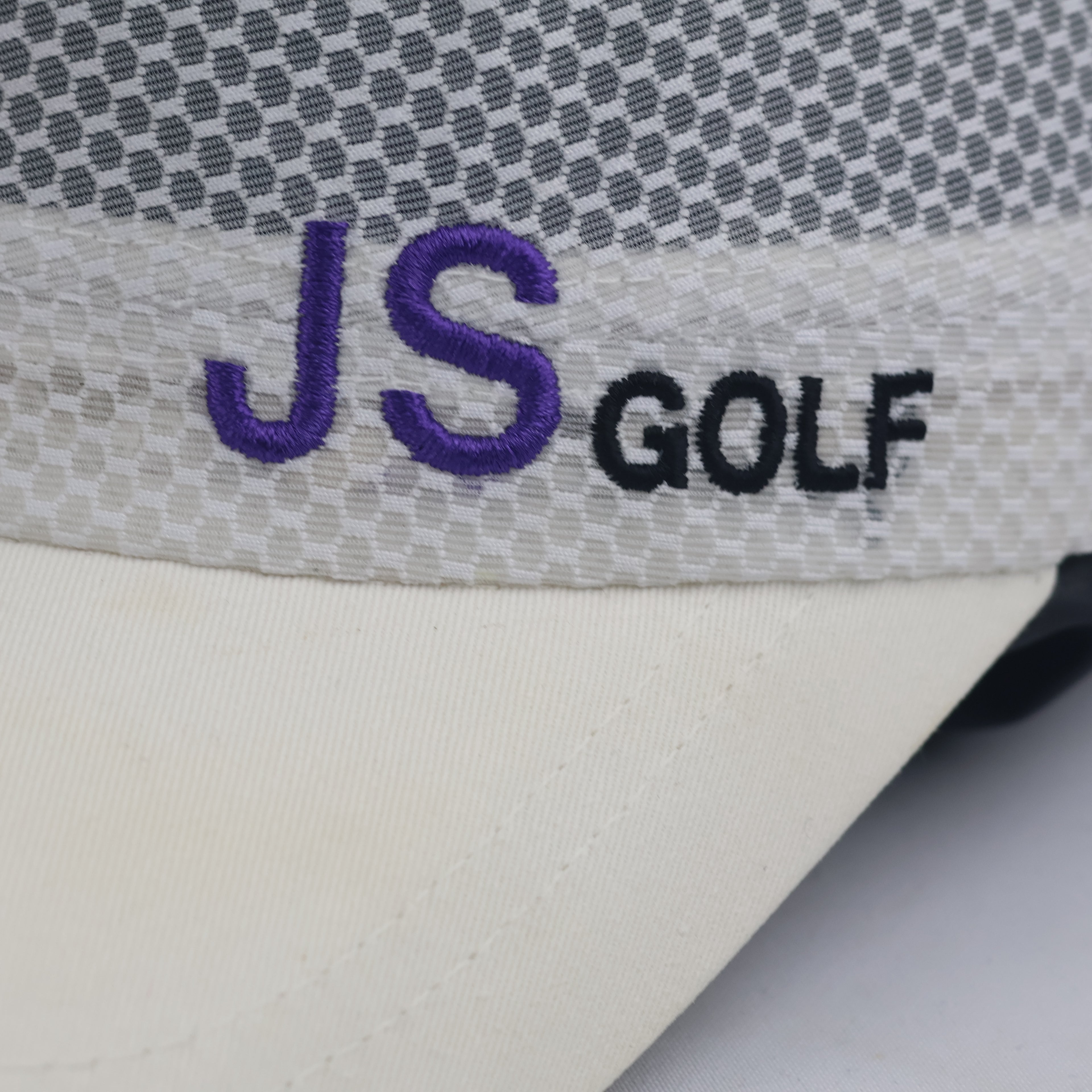 Vintage JS Golf Cream Breathable Mesh Military Cap | Outdoor Sports Sun Hat