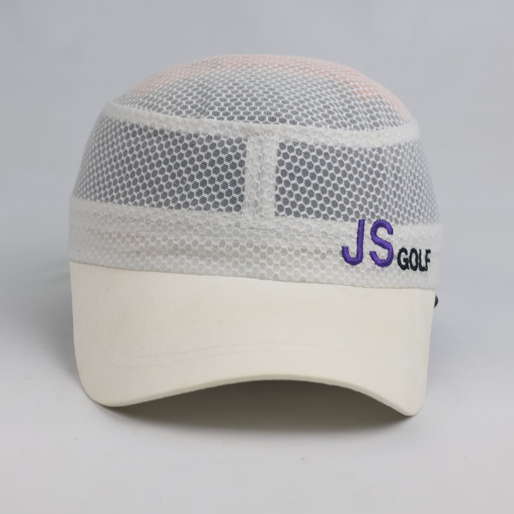 Vintage JS Golf Cream Breathable Mesh Military Cap | Outdoor Sports Sun Hat
