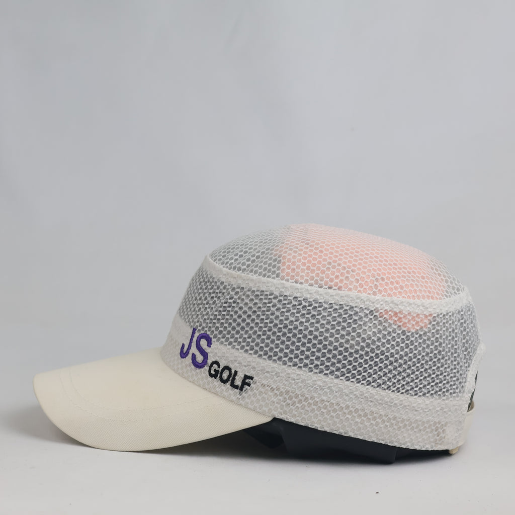 Vintage JS Golf Cream Breathable Mesh Military Cap | Outdoor Sports Sun Hat
