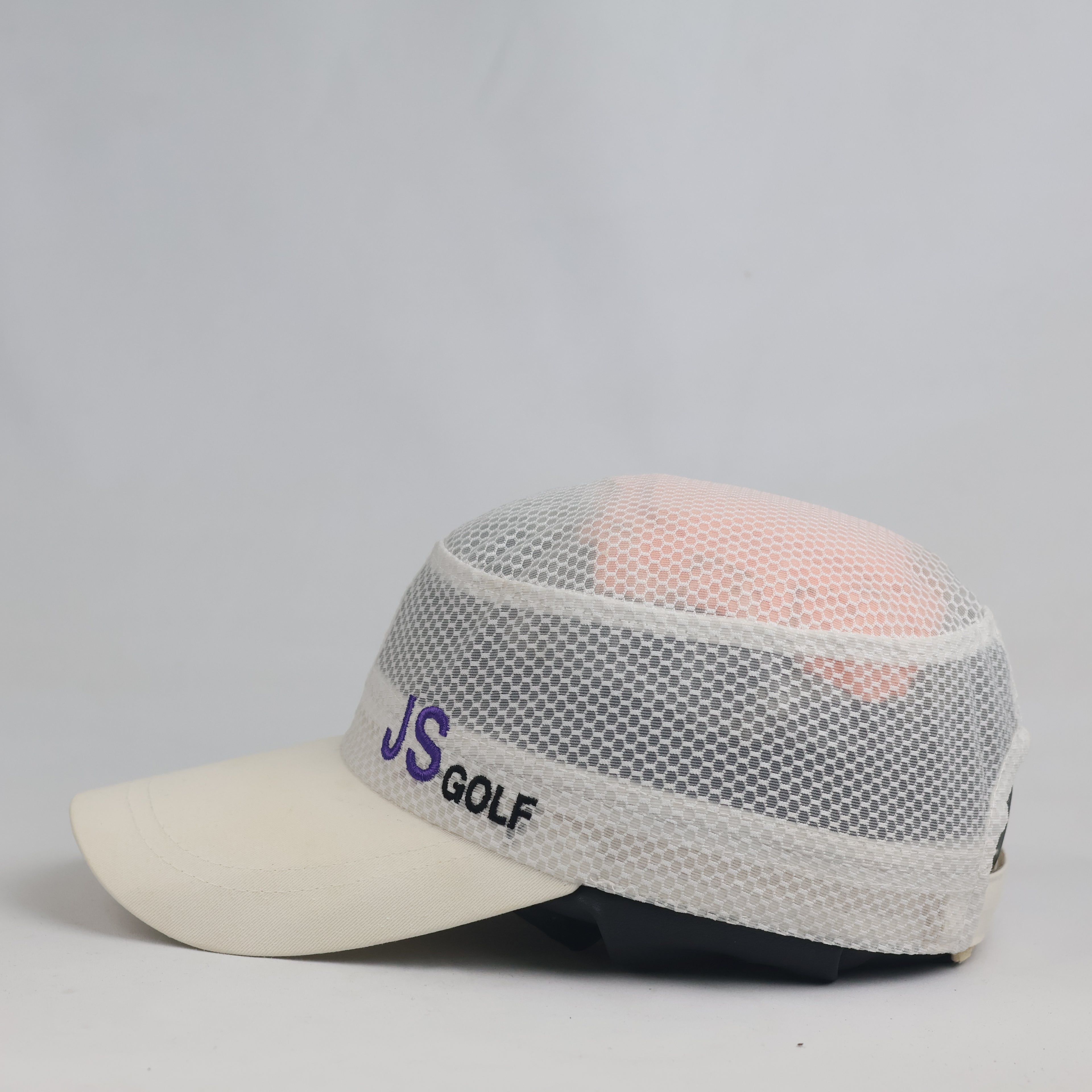 Vintage JS Golf Cream Breathable Mesh Military Cap | Outdoor Sports Sun Hat