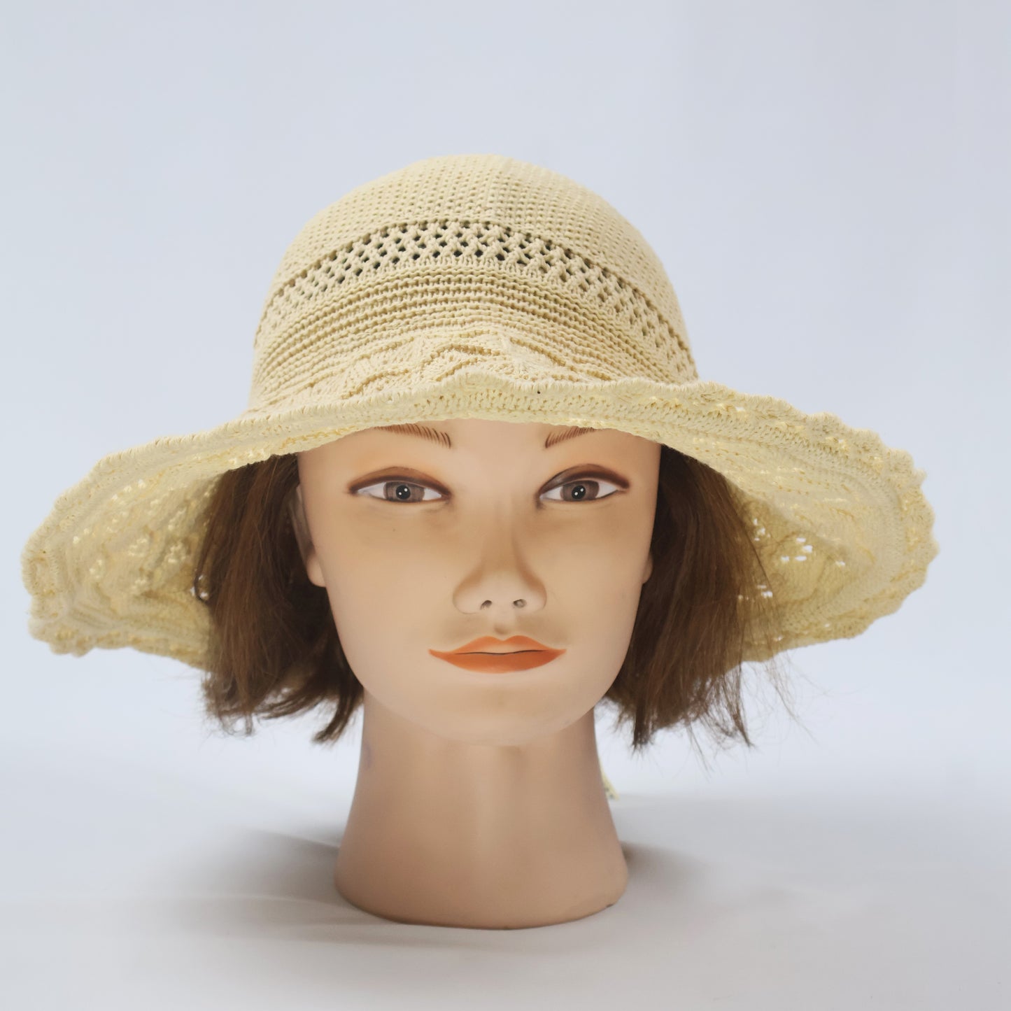 Knit Ponytail Sun Hat with Bow