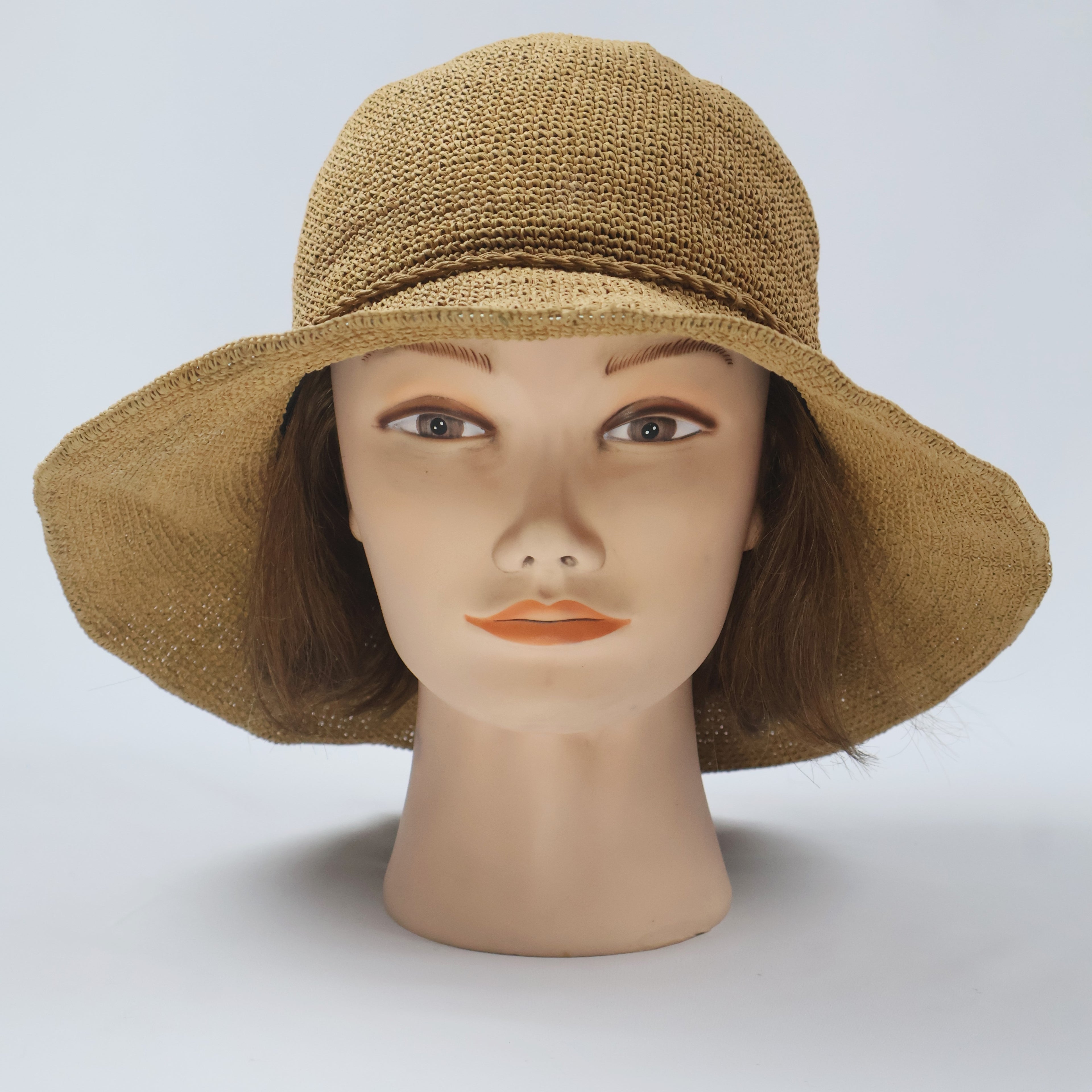 Elegant Sun Hat with Textured Crown & Smooth Brim