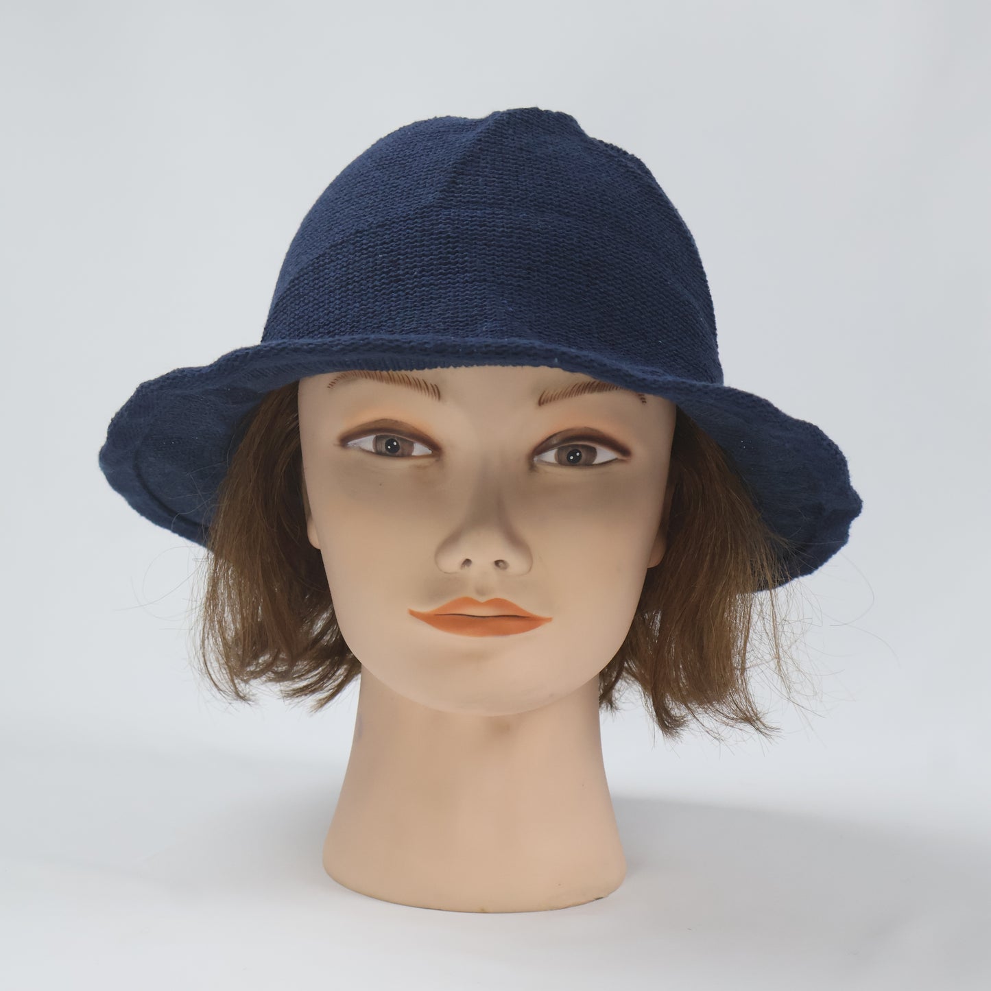 Navy Blue Woven Cloche Style Sun Hat