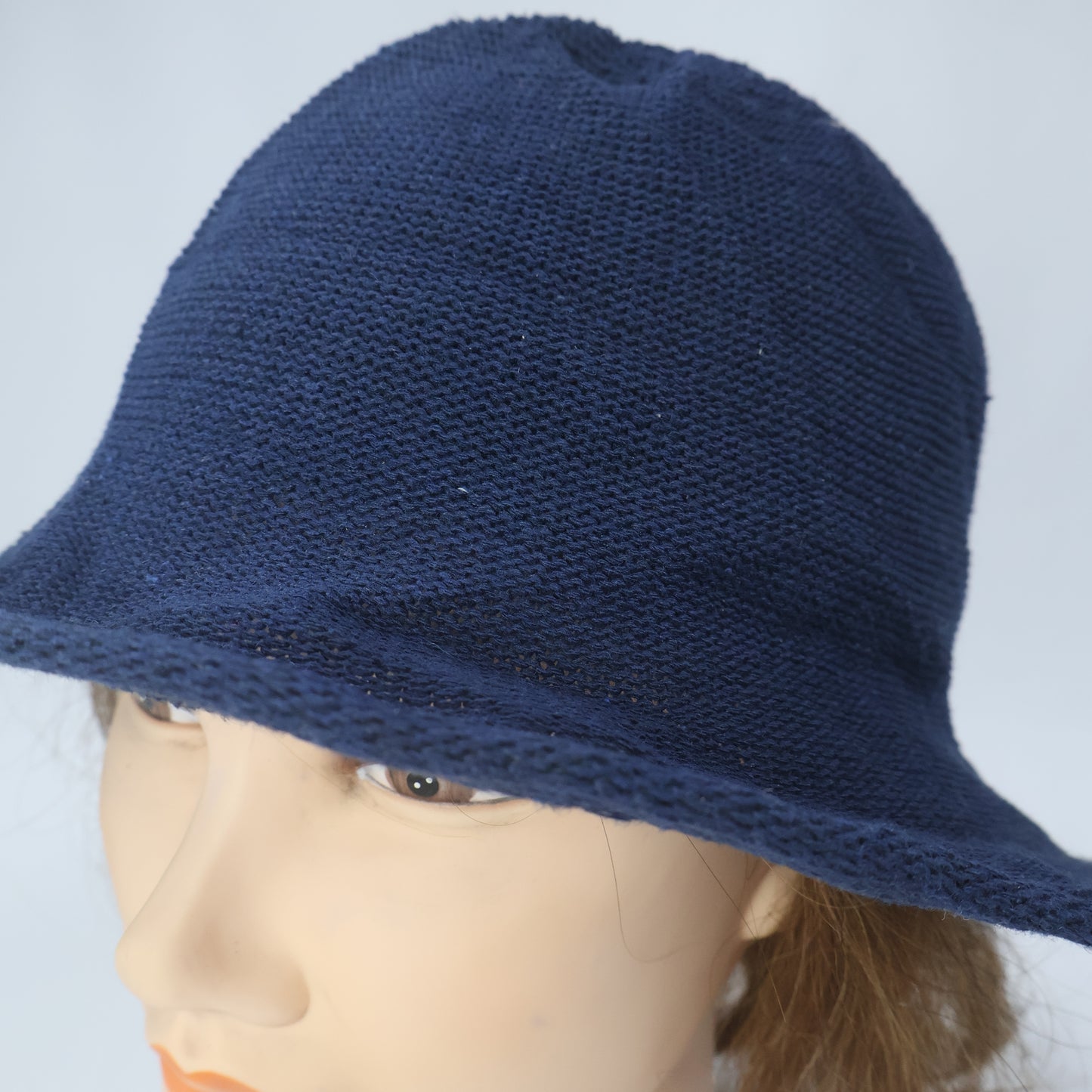 Navy Blue Woven Cloche Style Sun Hat