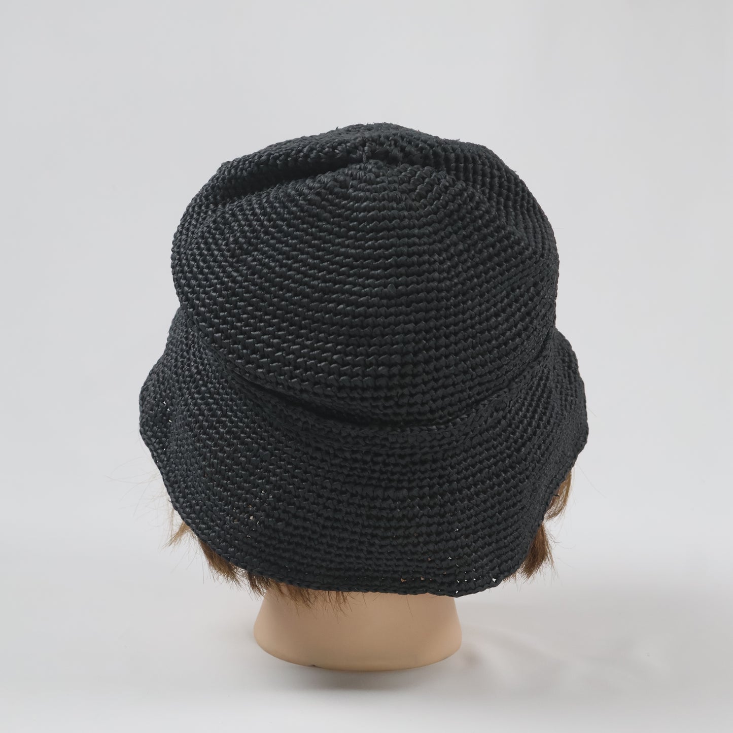 Black Woven Cloche Sun Hat with Bow