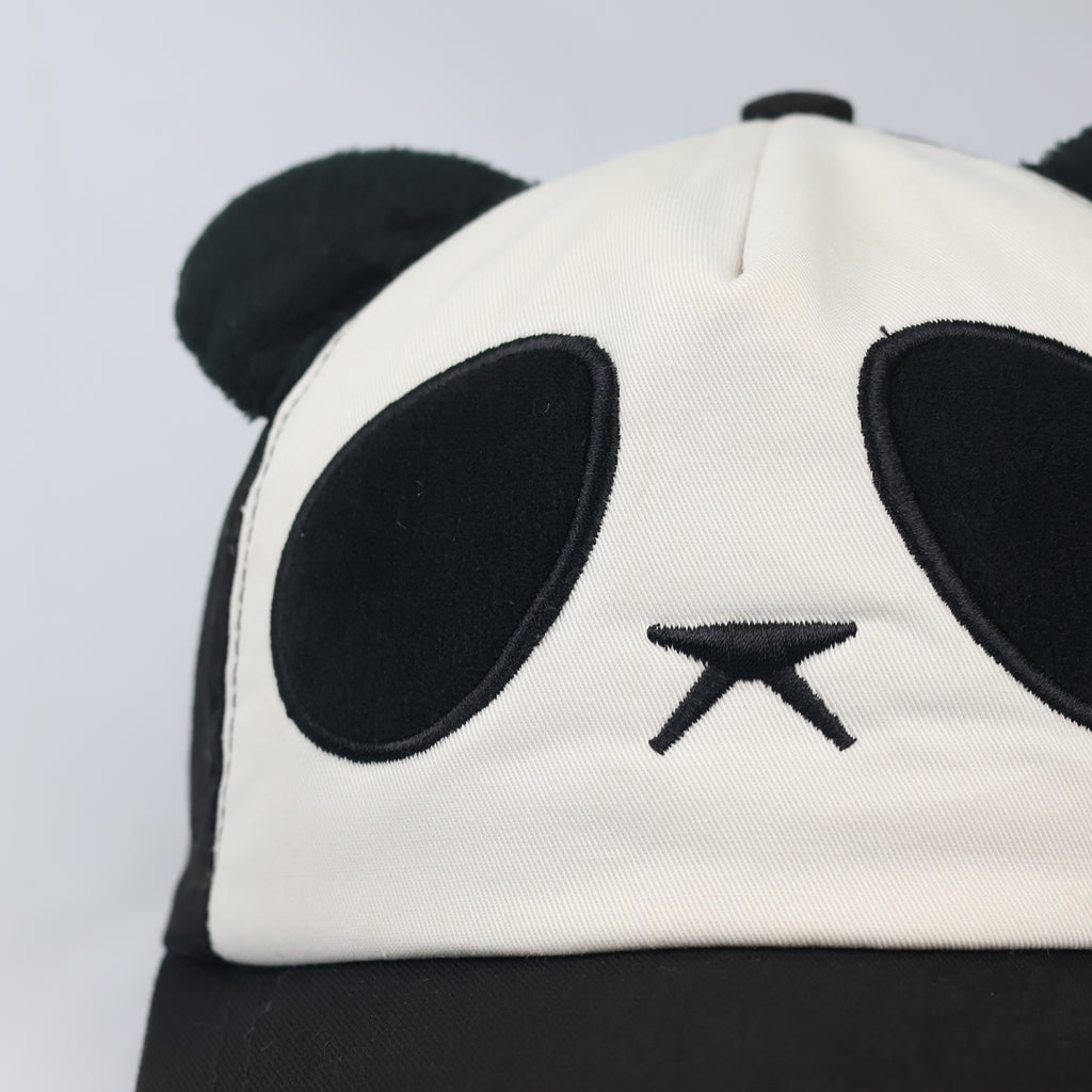 Cute Panda Face Baseball Cap with Plush Ears | Black & White Unisex Hat